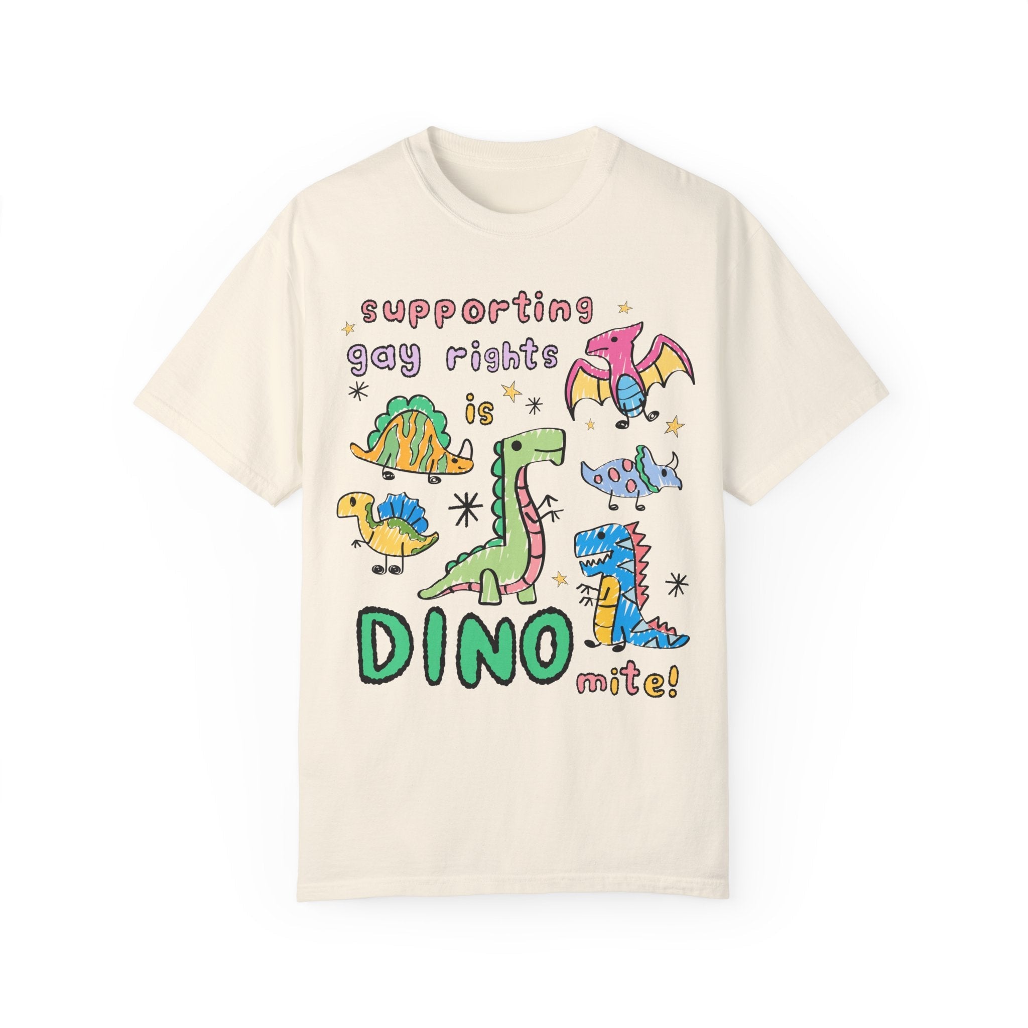 Support Gay Rights Tee Shirt for Dinosaur Lover: Funny Doodle Aesthetic Dinosaur T-Shirt, Equal Rights, Cute Gay Pride Pro LGBTQ Tee Shirt - Opal and June