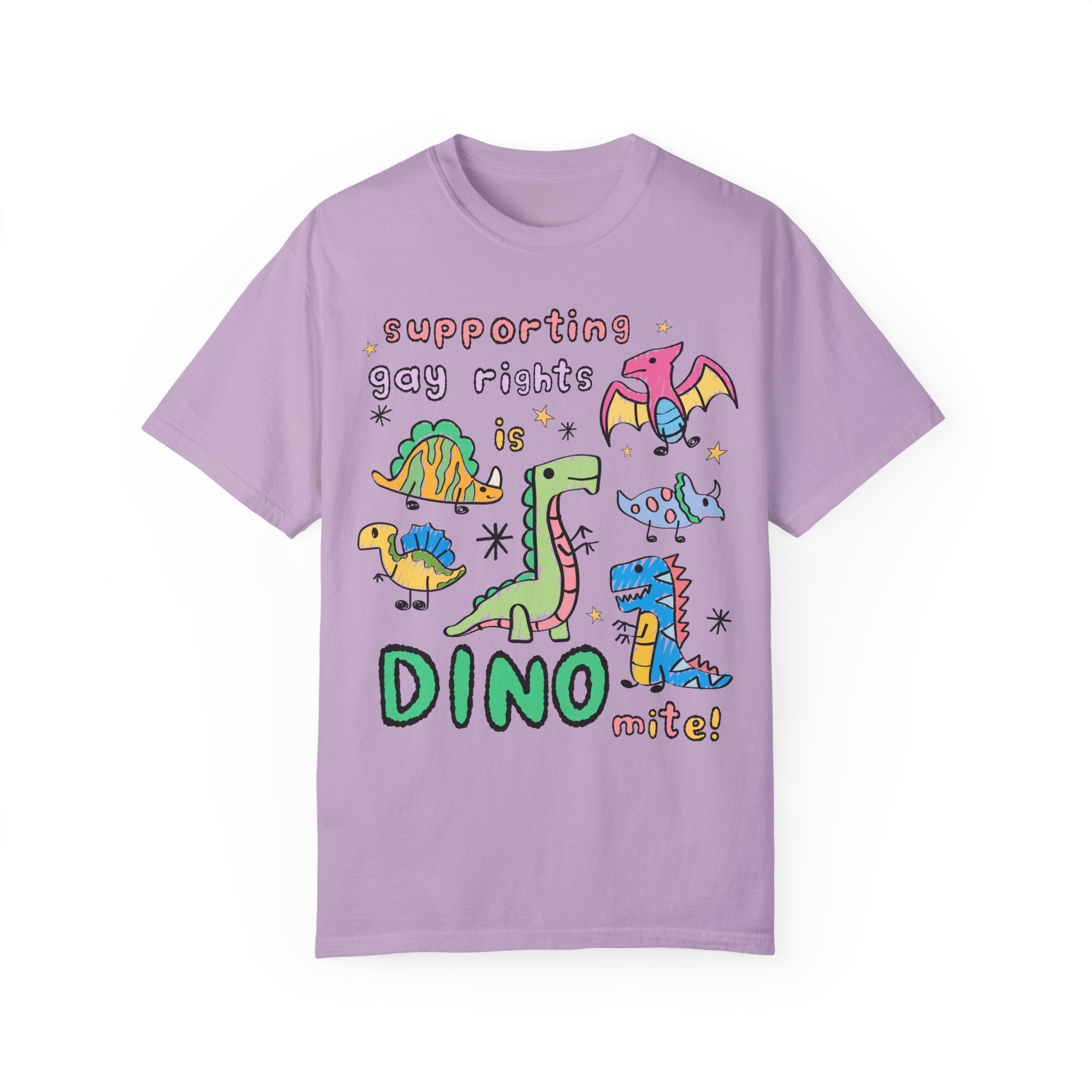 Support Gay Rights Tee Shirt for Dinosaur Lover: Funny Doodle Aesthetic Dinosaur T-Shirt, Equal Rights, Cute Gay Pride Pro LGBTQ Tee Shirt - Opal and June
