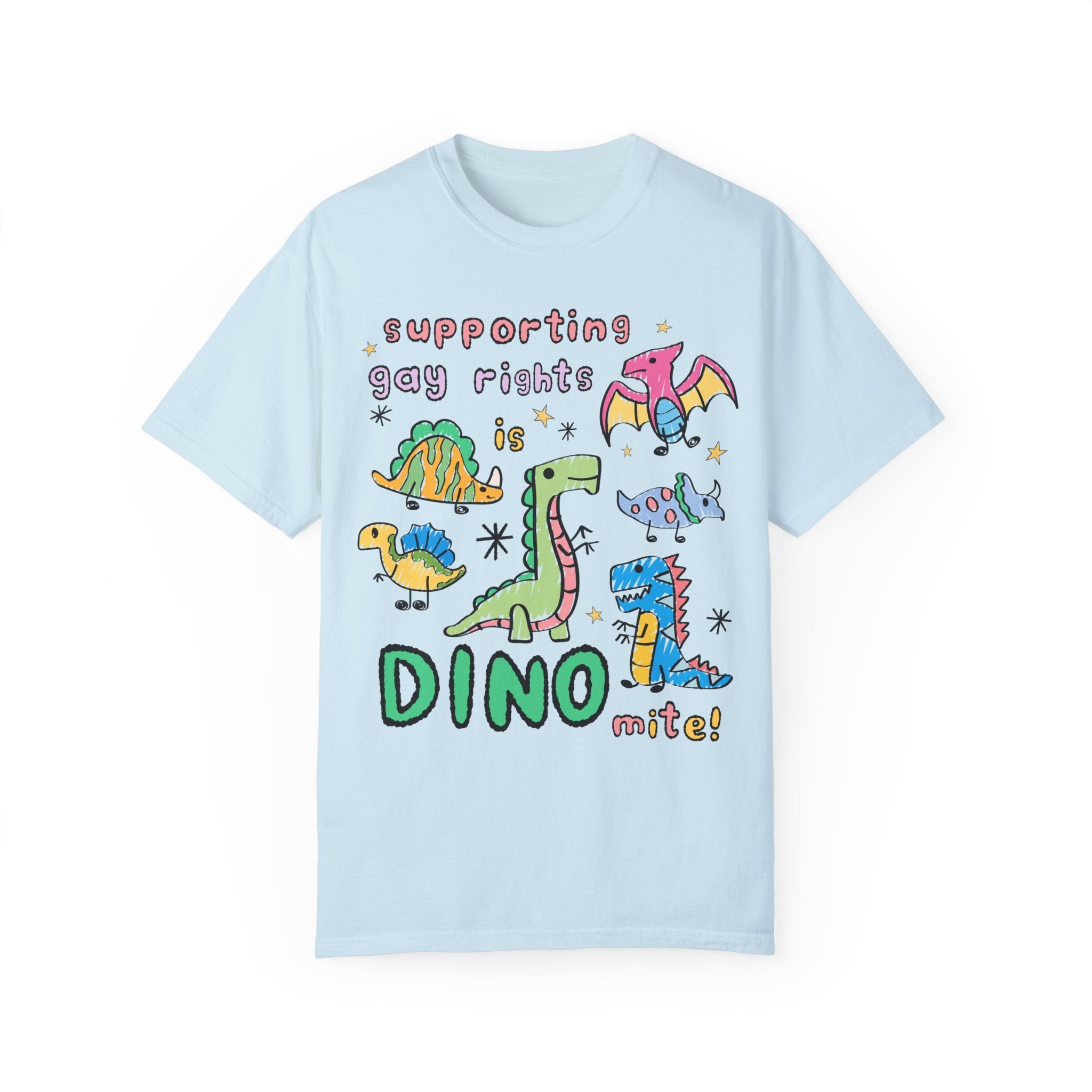Support Gay Rights Tee Shirt for Dinosaur Lover: Funny Doodle Aesthetic Dinosaur T-Shirt, Equal Rights, Cute Gay Pride Pro LGBTQ Tee Shirt - Opal and June