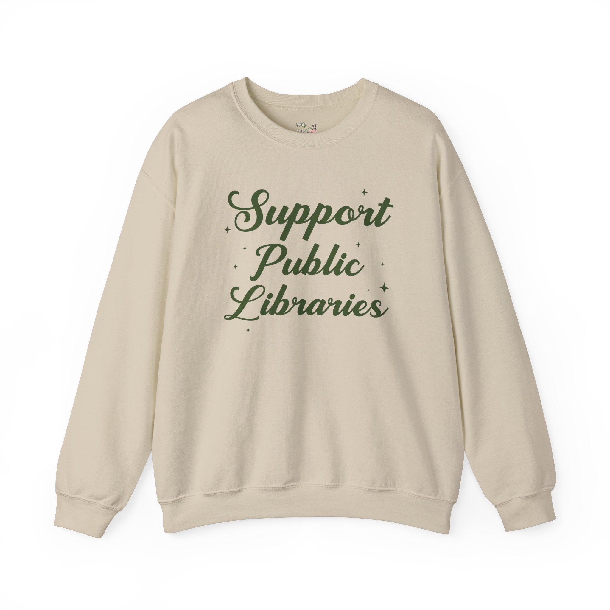 Support Public Library Sweatshirt with Stars: Gift for Librarian or Bookworm Who Loves Reading, Read Banned Books Aeshetic Shirt for Reader - Opal and June
