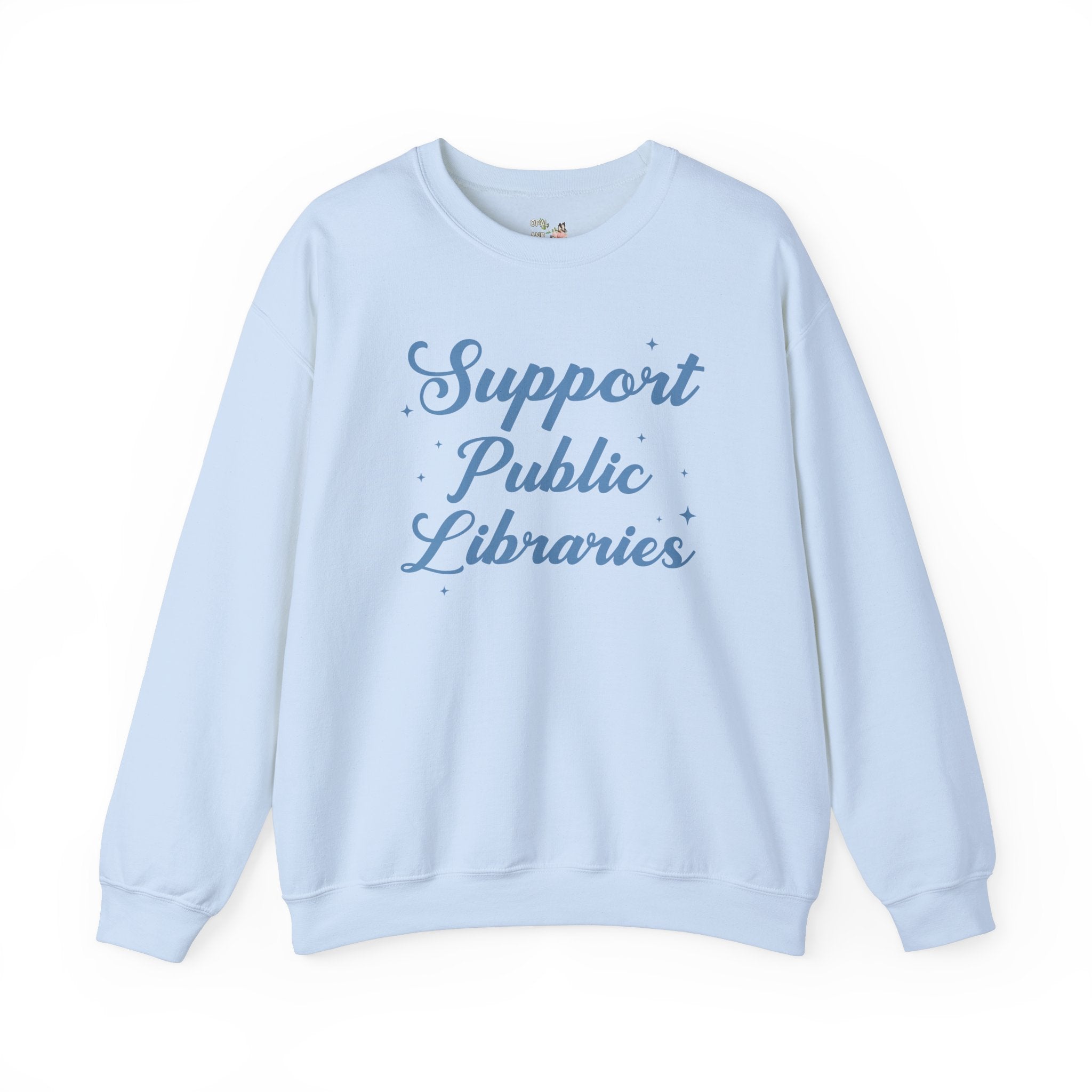 Support Public Library Sweatshirt with Stars: Gift for Librarian or Bookworm Who Loves Reading, Read Banned Books Aeshetic Shirt for Reader - Opal and June