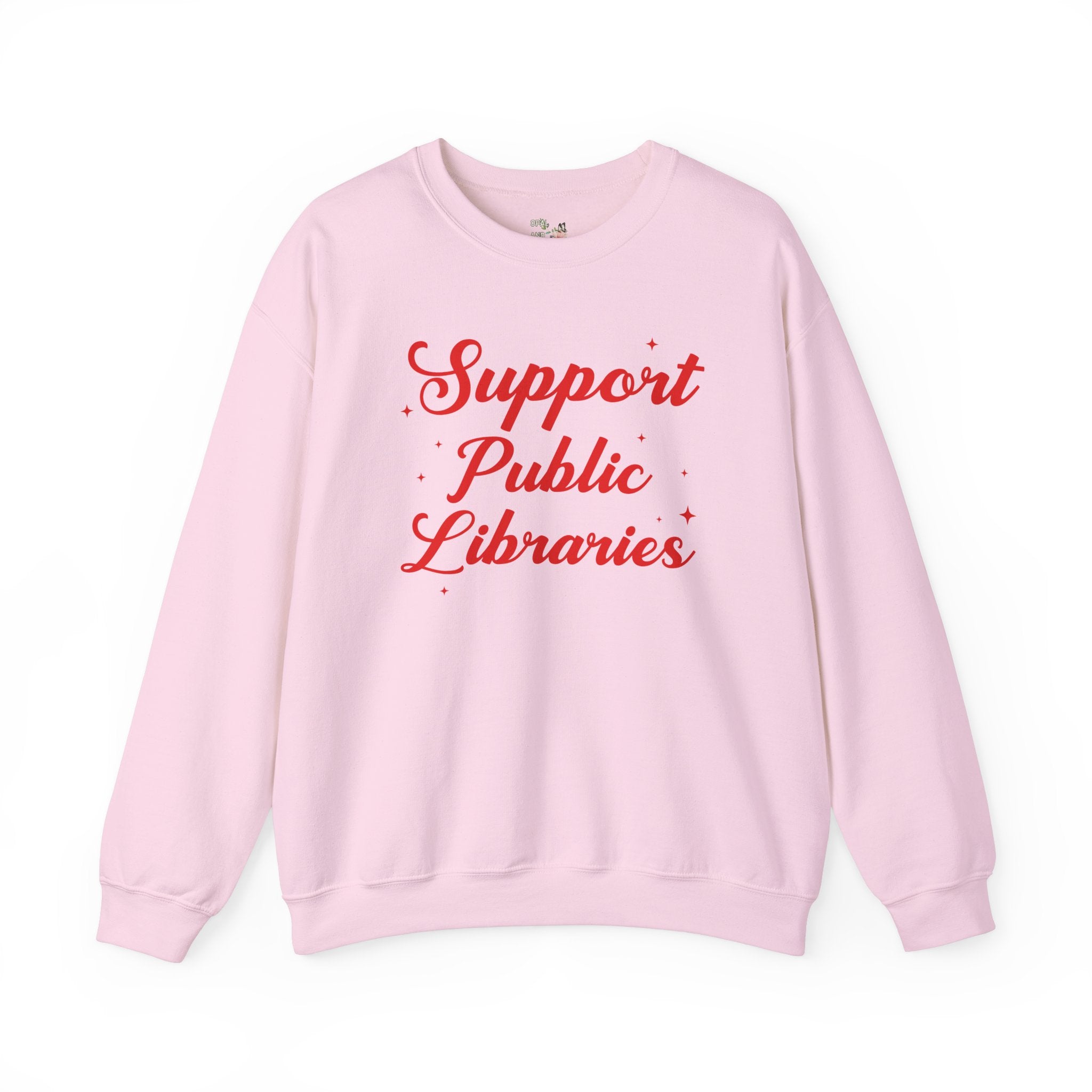 Support Public Library Sweatshirt with Stars: Gift for Librarian or Bookworm Who Loves Reading, Read Banned Books Aeshetic Shirt for Reader - Opal and June