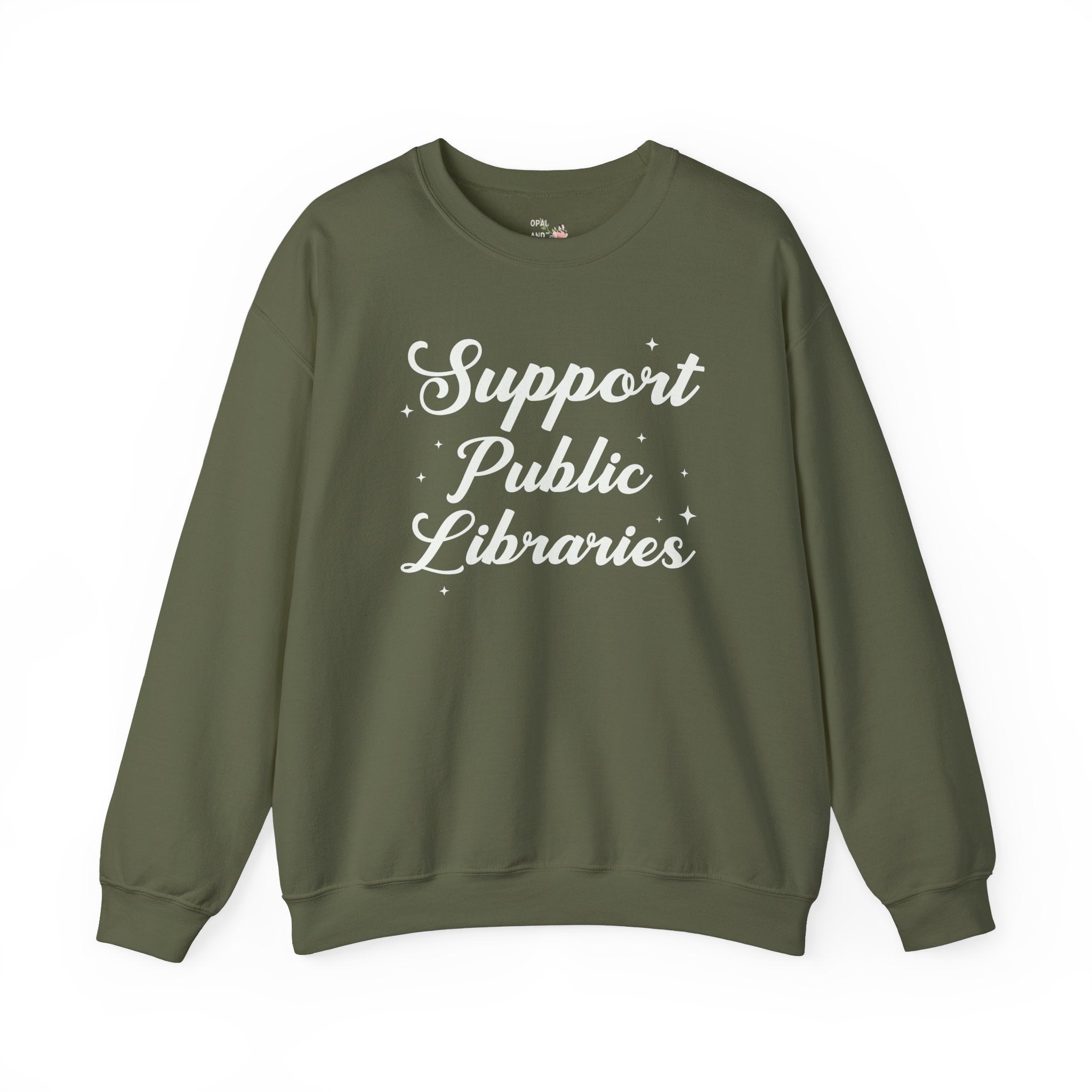 Support Public Library Sweatshirt with Stars: Gift for Librarian or Bookworm Who Loves Reading, Read Banned Books Aeshetic Shirt for Reader - Opal and June