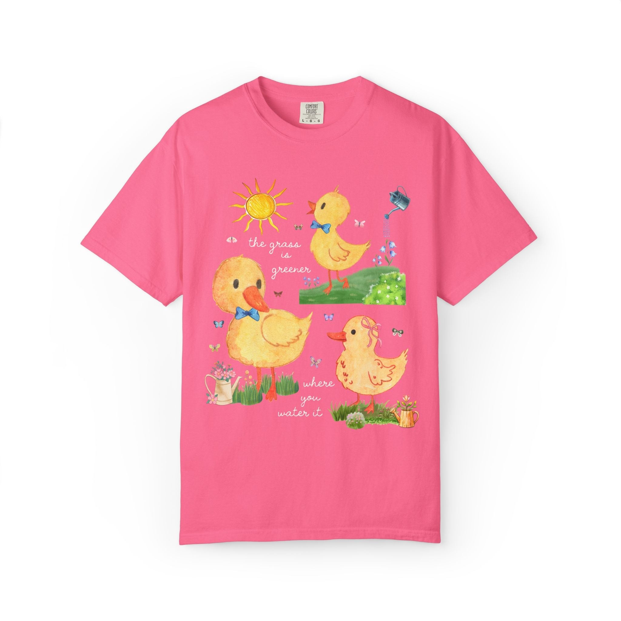 Sweet Duckling or Duck Lover Tee Shirt with Positive Affirmation, Dopamine Maximalist Kitschy Animal Lover T with Butterflies, 90s Aesthetic - Opal and June