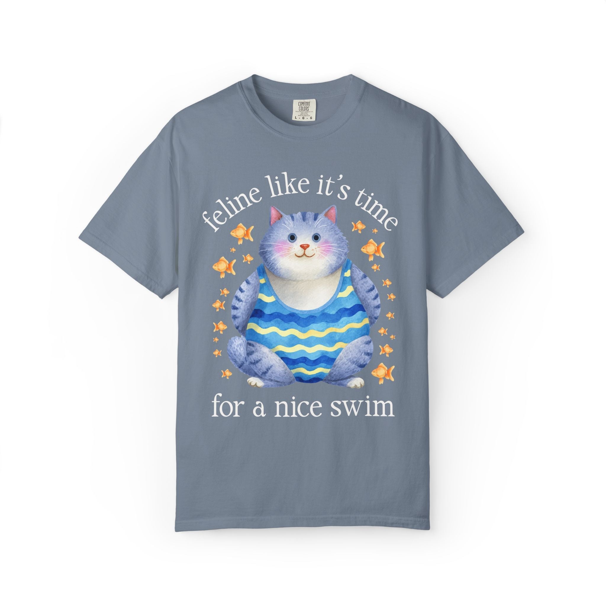 Swimming Lover Tee Shirt for Cat Lover on Swim Team or Dad Who Loves Being at the Pool: Feline Like It's Time for a Nice Swim, Cat Mom Tee - Opal and June