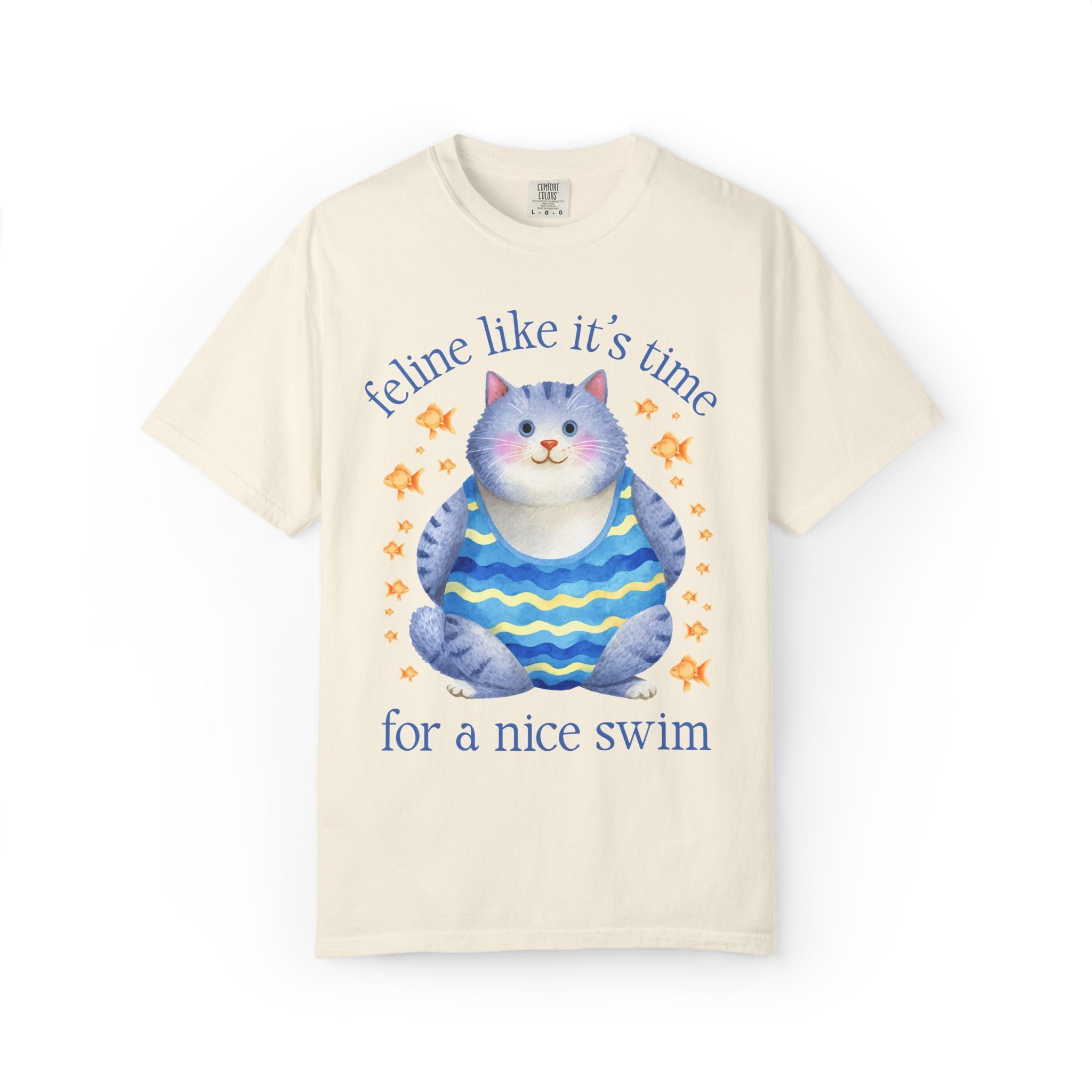 Swimming Lover Tee Shirt for Cat Lover on Swim Team or Dad Who Loves Being at the Pool: Feline Like It's Time for a Nice Swim, Cat Mom Tee - Opal and June