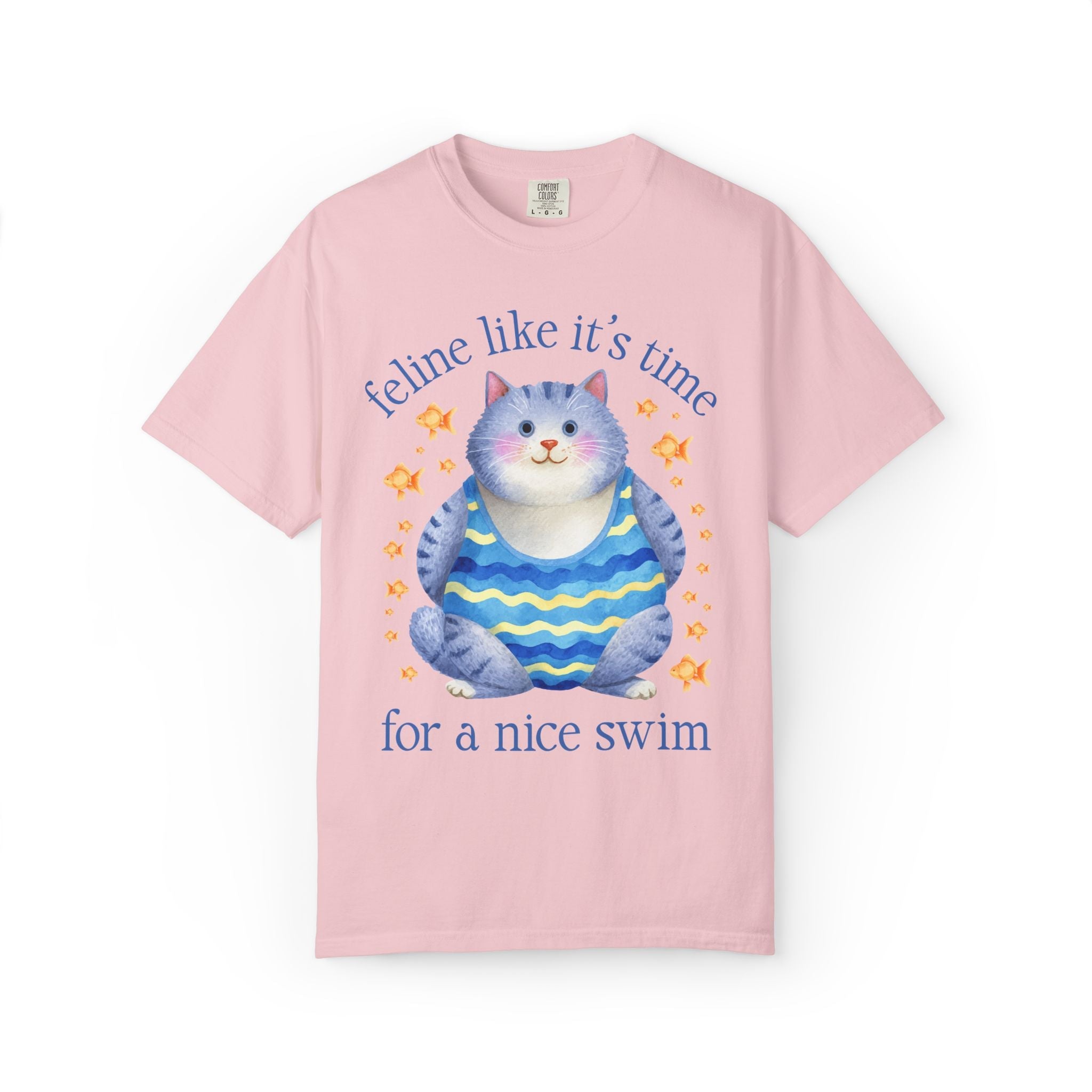 Swimming Lover Tee Shirt for Cat Lover on Swim Team or Dad Who Loves Being at the Pool: Feline Like It's Time for a Nice Swim, Cat Mom Tee - Opal and June