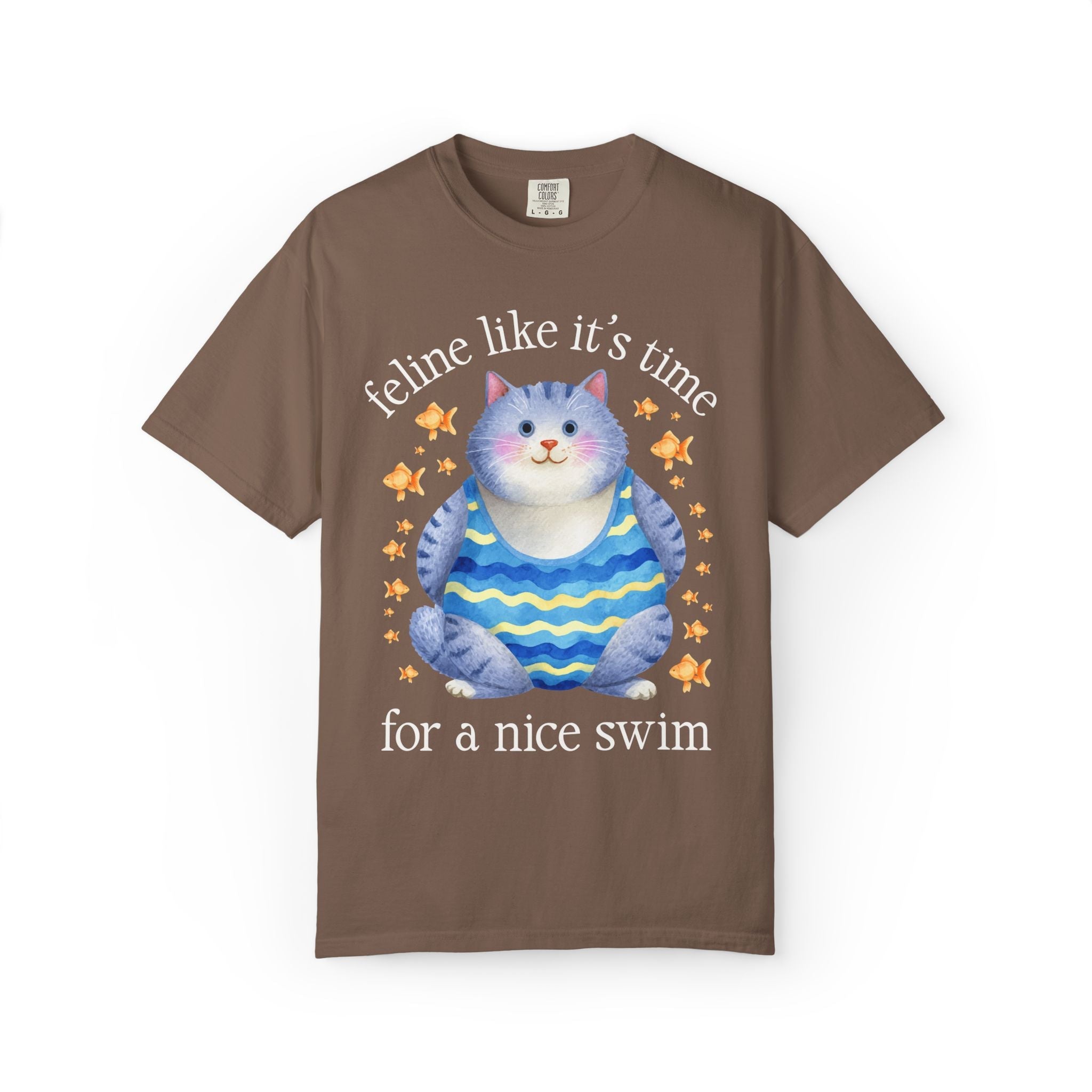 Swimming Lover Tee Shirt for Cat Lover on Swim Team or Dad Who Loves Being at the Pool: Feline Like It's Time for a Nice Swim, Cat Mom Tee - Opal and June