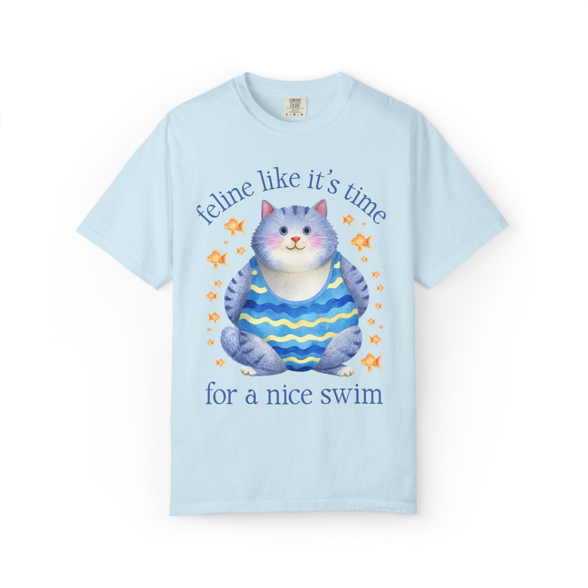Swimming Lover Tee Shirt for Cat Lover on Swim Team or Dad Who Loves Being at the Pool: Feline Like It's Time for a Nice Swim, Cat Mom Tee - Opal and June