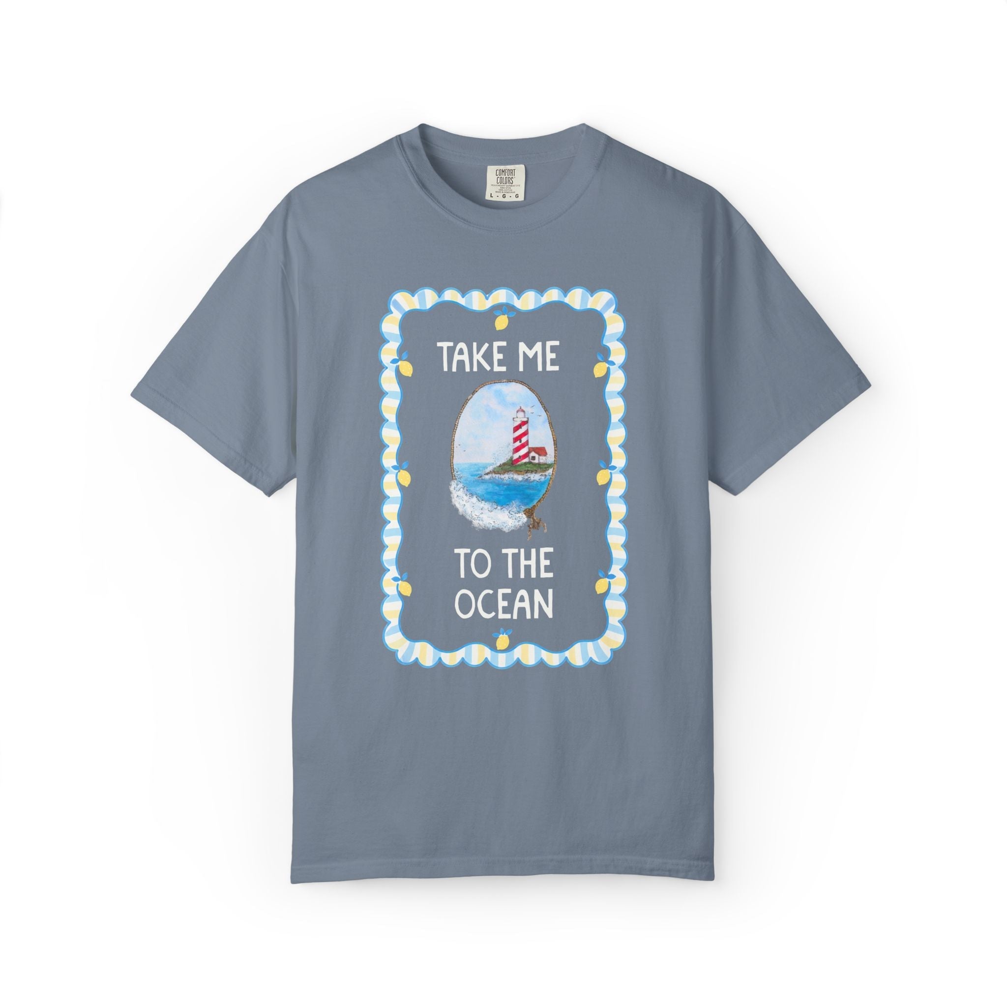Take Me to the Ocean Tee Shirt with Cute Lighthouse Painting: Matching T-Shirt for Trip to the Beach or Pacific Northwest, Cottagecore Beach - Opal and June