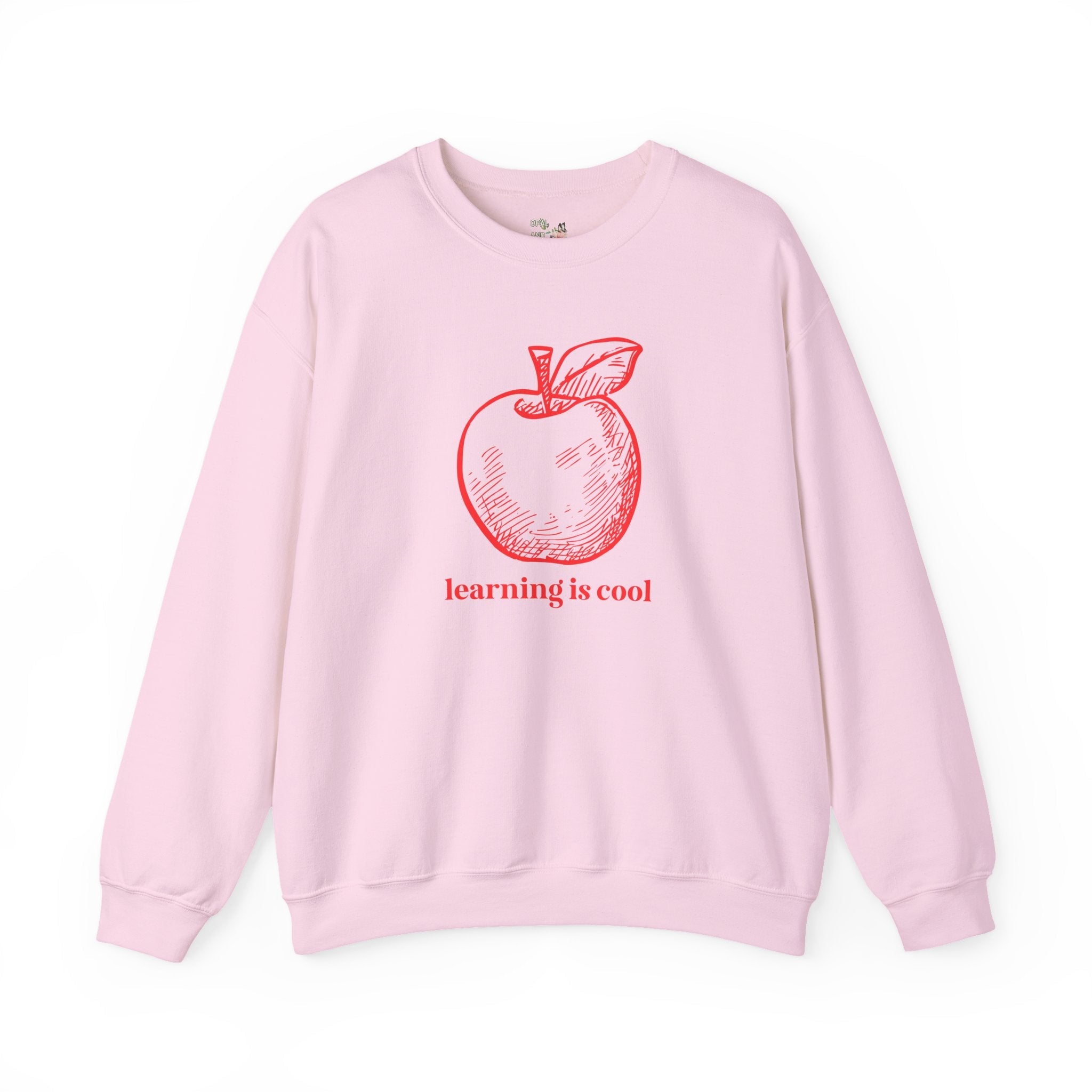 Teacher Appreciation Shirt: Learning is Cool, Funny Saying Sweatshirt with Cute Apple, Kindergarten or High School Teacher, Education Major - Opal and June