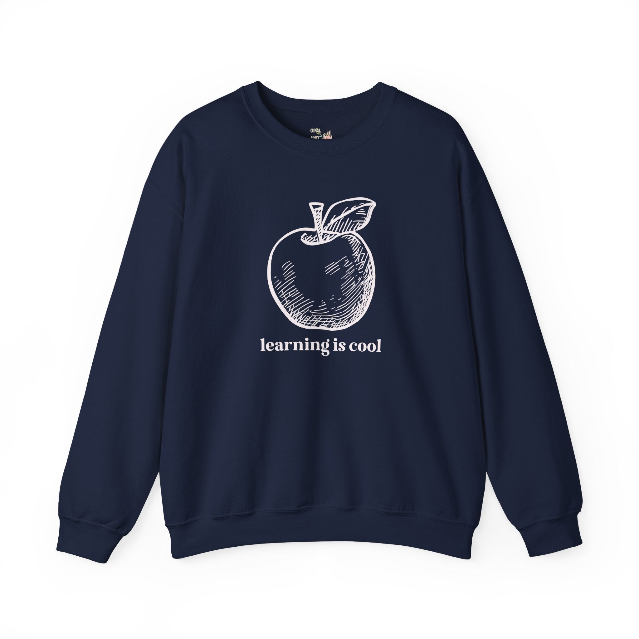 Teacher Appreciation Shirt: Learning is Cool, Funny Saying Sweatshirt with Cute Apple, Kindergarten or High School Teacher, Education Major - Opal and June