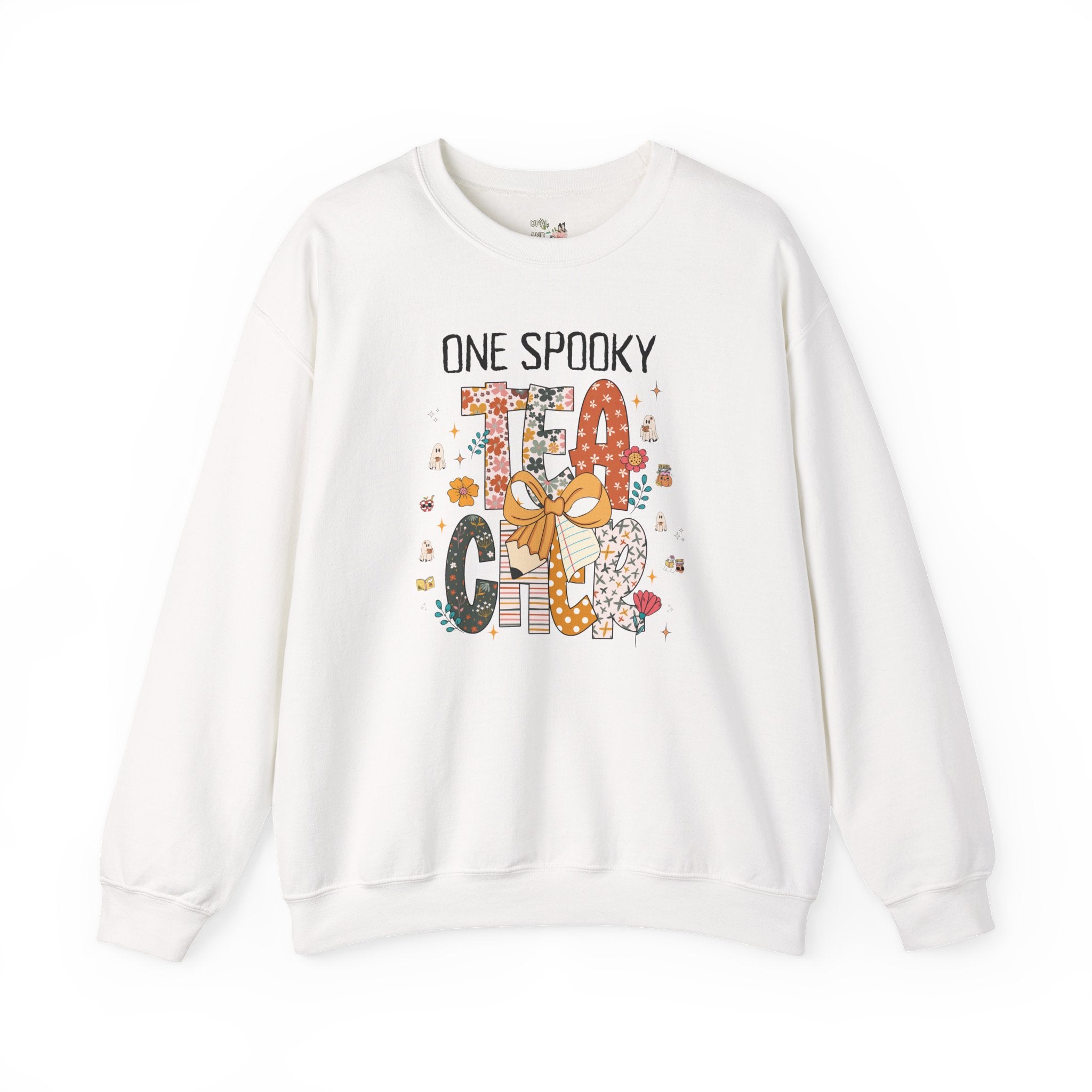 Teacher Halloween Sweatshirt for First Grade Teacher, Cute Kindergarten Crew Crewneck, Spooky Season, One Spooky Teacher Shirt with Ghosts - Opal and June