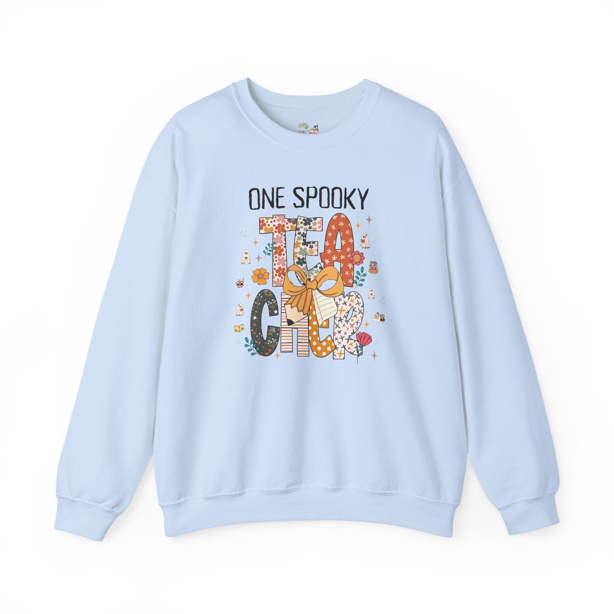 Teacher Halloween Sweatshirt for First Grade Teacher, Cute Kindergarten Crew Crewneck, Spooky Season, One Spooky Teacher Shirt with Ghosts - Opal and June