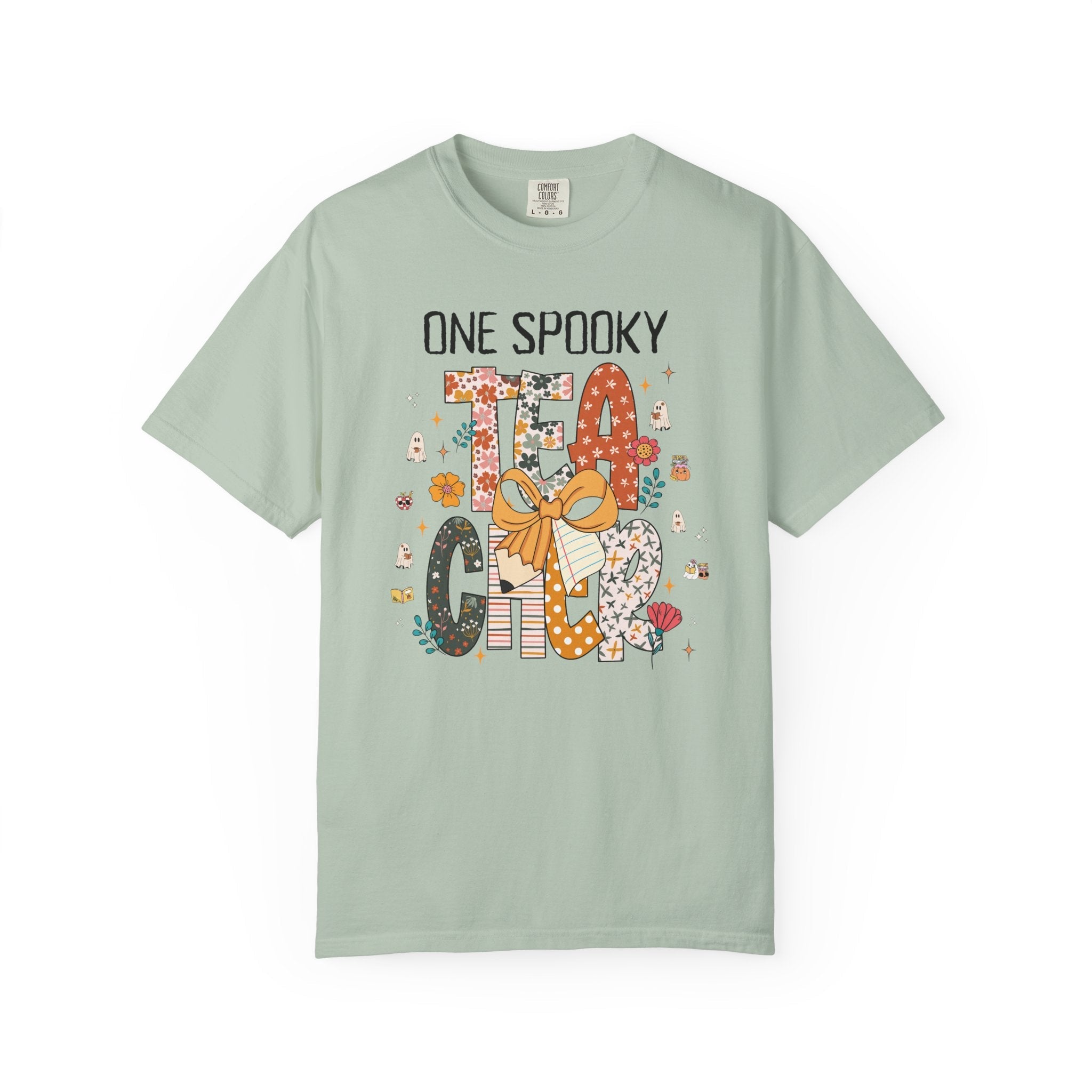 Teacher Halloween Tee Shirt for First Grade Teacher, Cute Kindergarten Crew T-Shirt for Spooky Season, One Spooky Teacher Tee with Ghosts - Opal and June