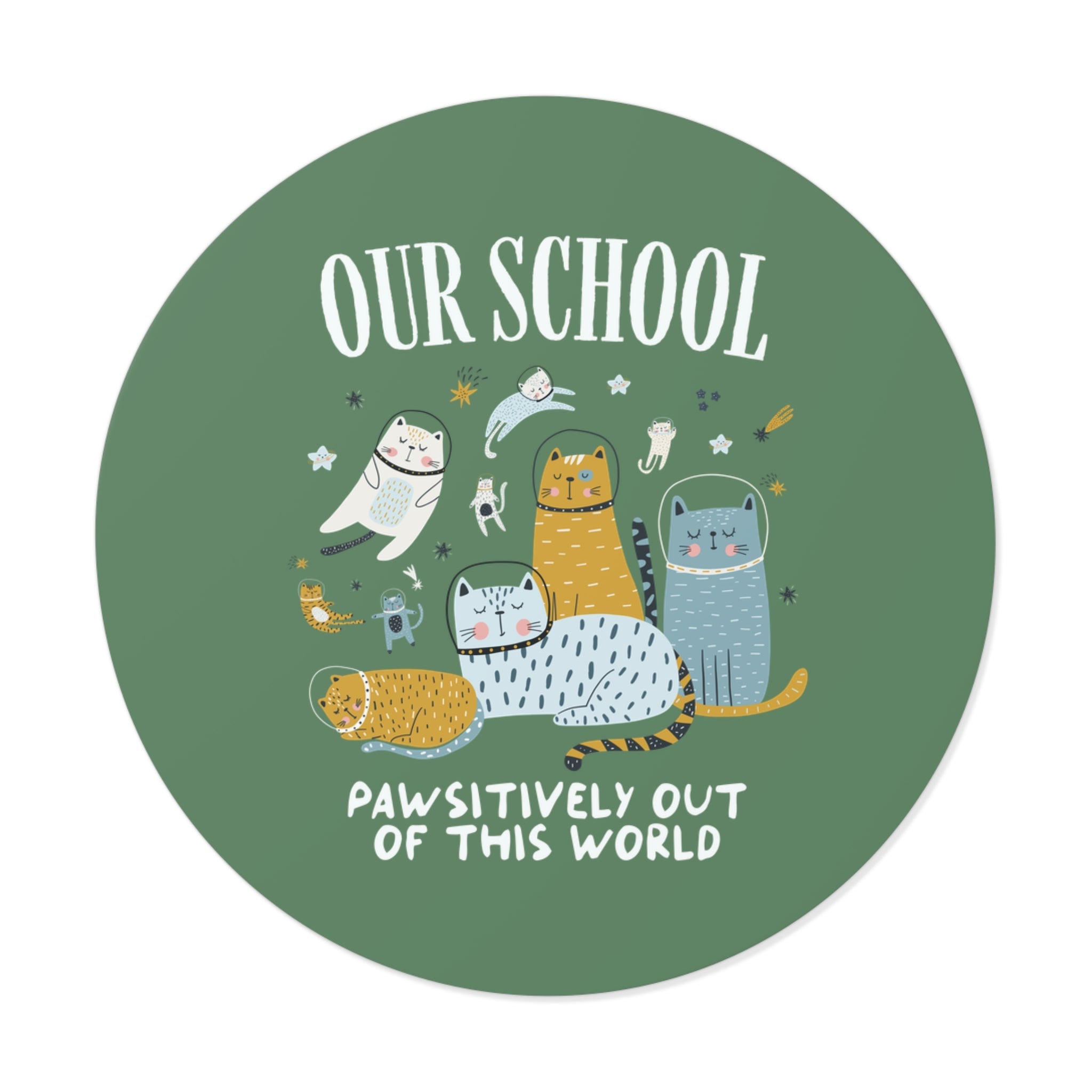 Teacher or School Office Staff Space Cat Sticker with Astronaut Kittens and Stars: Pawsitively Out of This World Teacher Team Sticker for Cat Lover - Opal and June