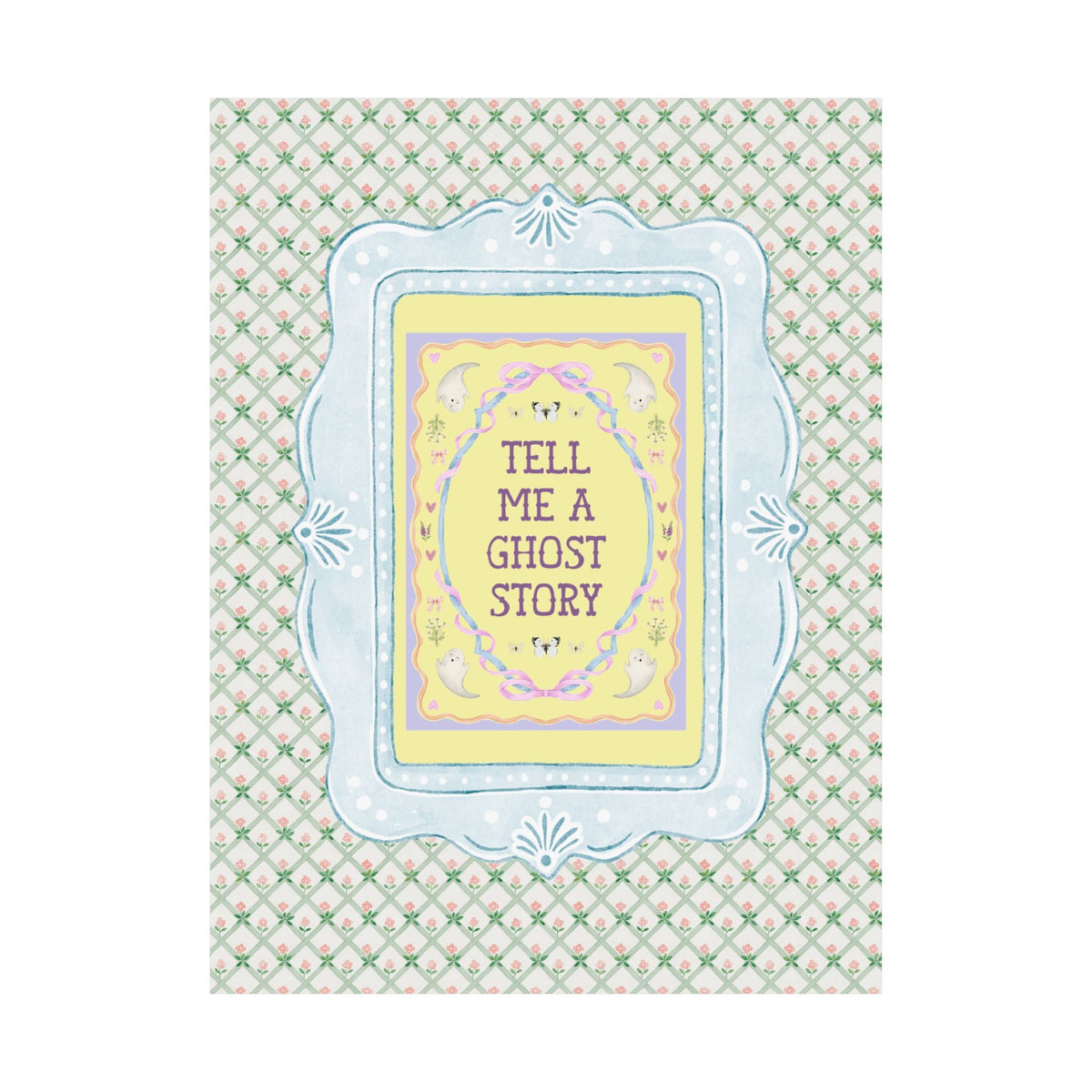 Tell Me a Ghost Story Cutecore Whimsy Halloween Poster Print for Friend Who Loves Ghost Stories, Spooky History Buff Wall Decor with Ghosts - Opal and June