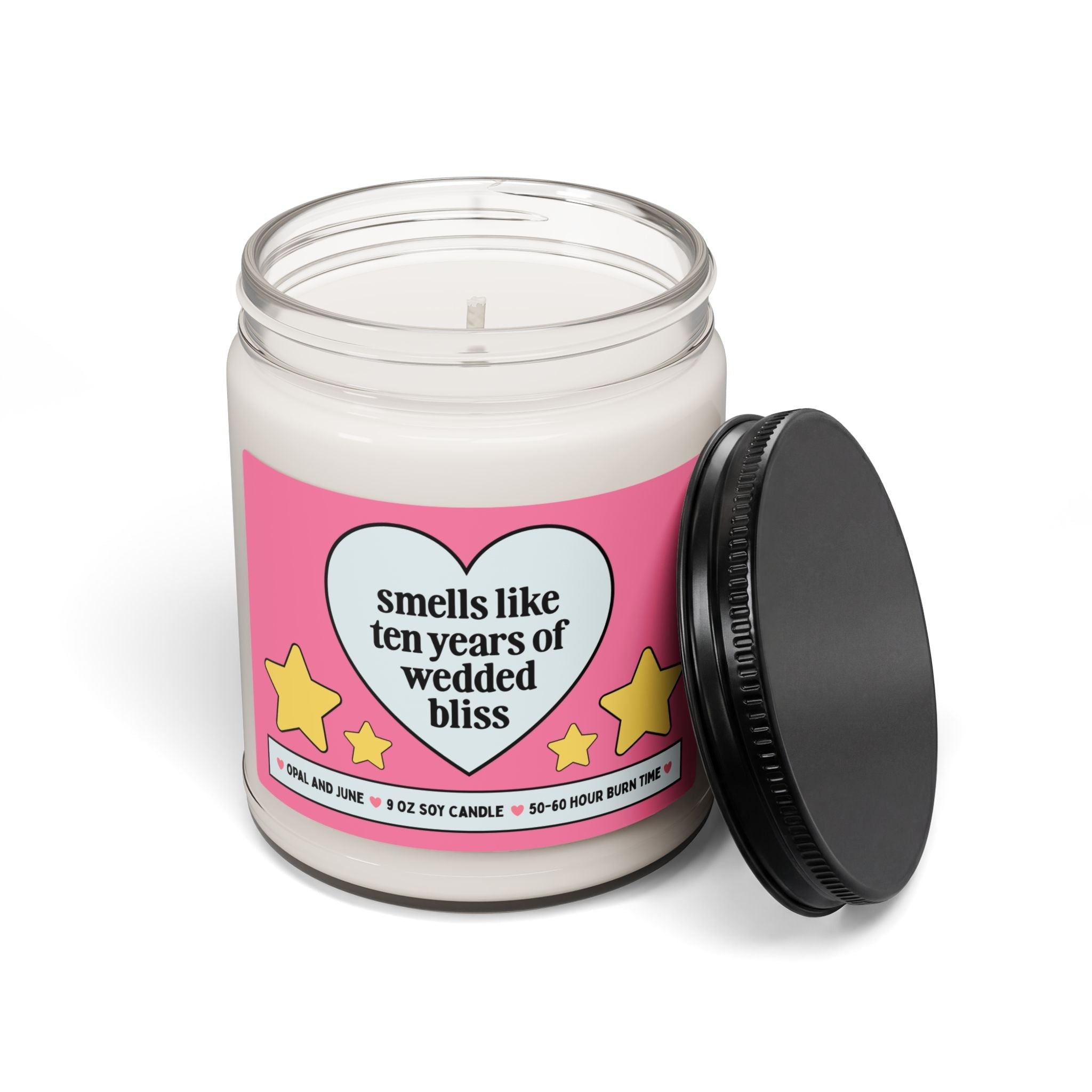 Tenth Anniversary Gift for Husband or Wife: Smells Like Ten Years of Wedded Bliss, Funny and Cute 10 Year Anniversary Gift from Spouse - Opal and June