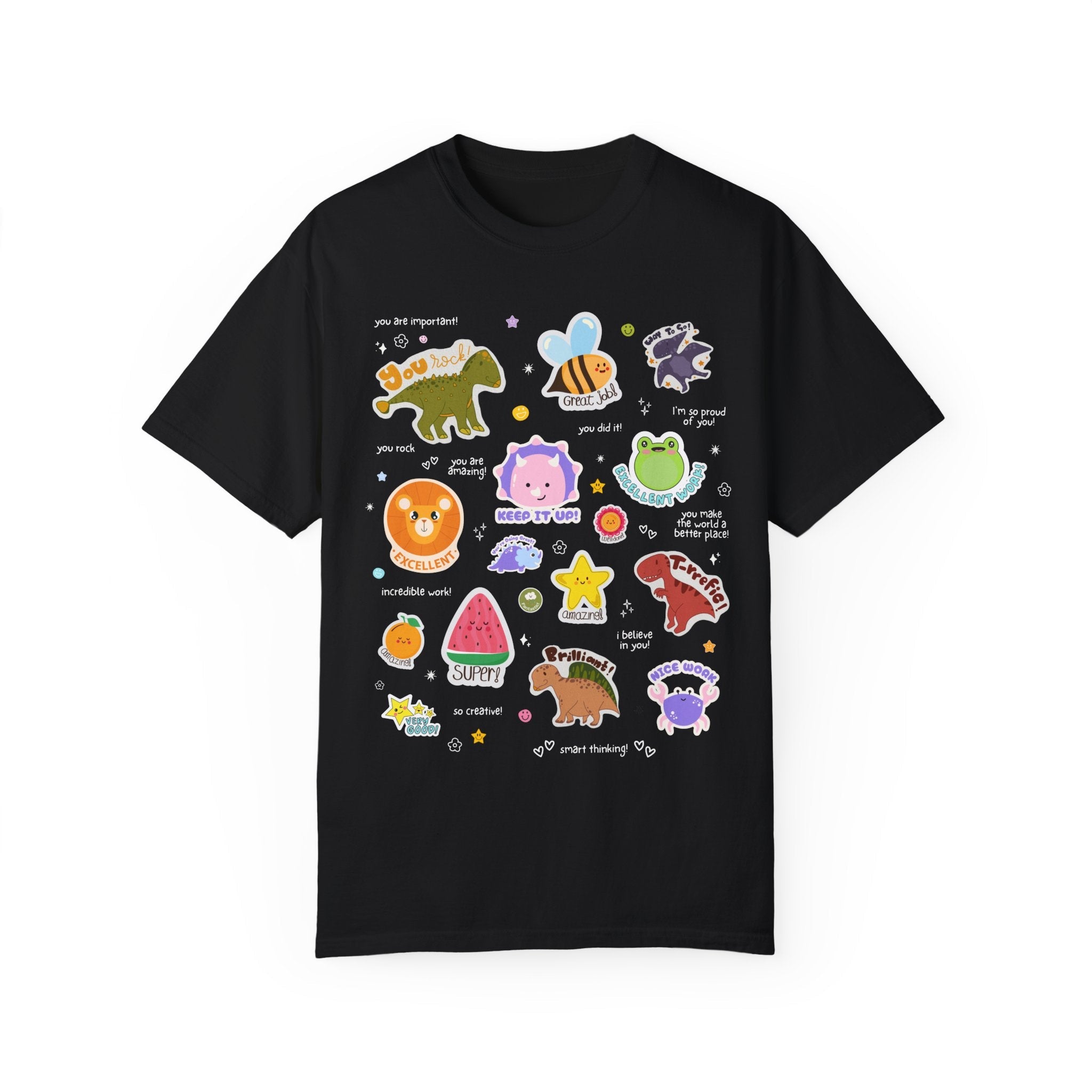 Testing Day Teacher T-Shirt with Adorable 90s Aesthetic Stickers, Positive Affirmation Sayings for Encouraging Students, First Second Grade - Opal and June