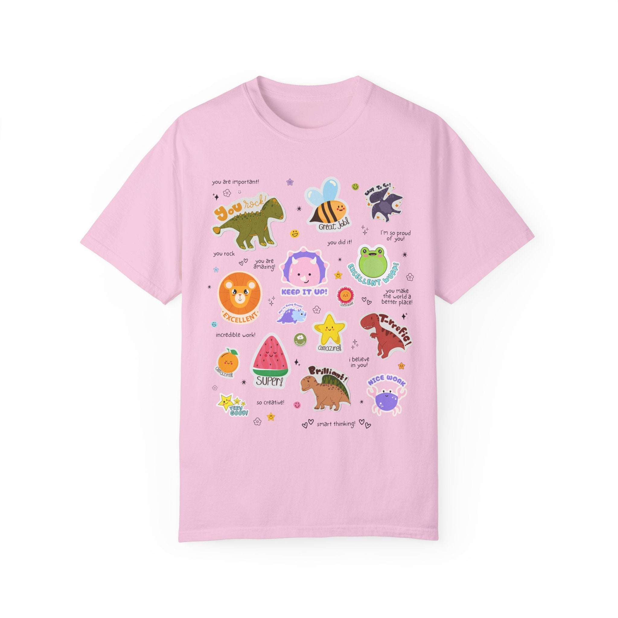 Testing Day Teacher T-Shirt with Adorable 90s Aesthetic Stickers, Positive Affirmation Sayings for Encouraging Students, First Second Grade - Opal and June