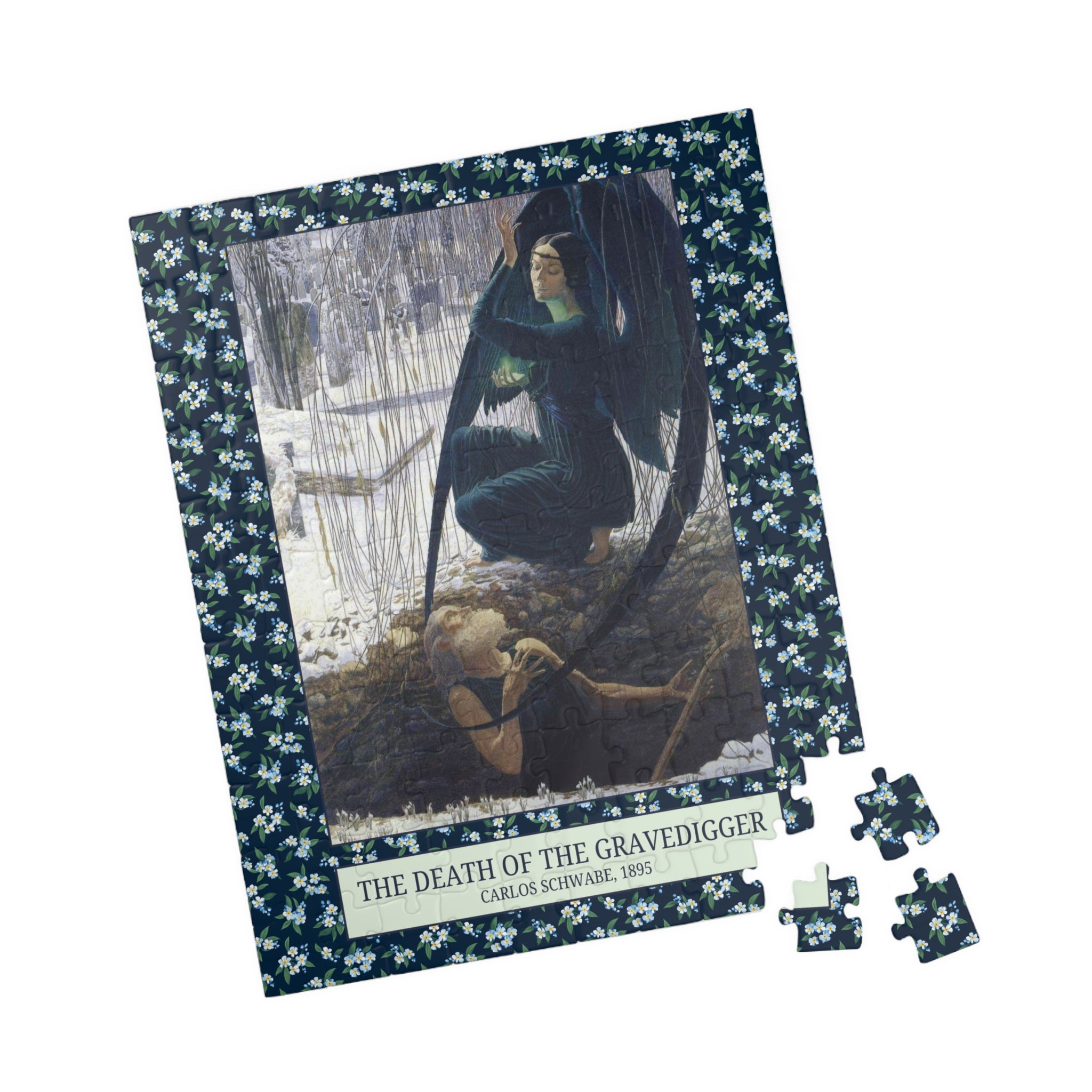 The Death of the Gravedigger by Carlos Schwabe: Spooky Art History Puzzle - Opal and June