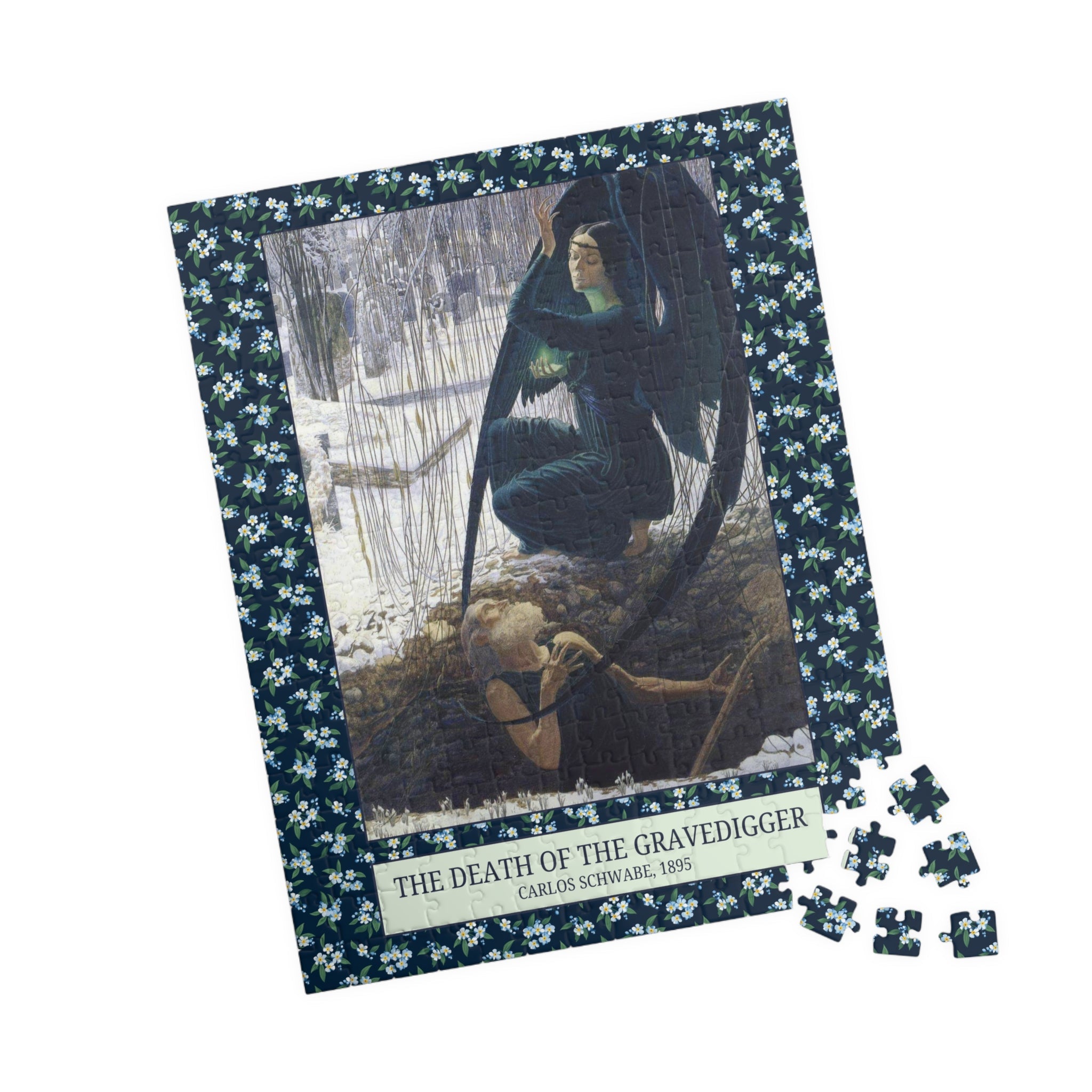 The Death of the Gravedigger by Carlos Schwabe: Spooky Art History Puzzle - Opal and June