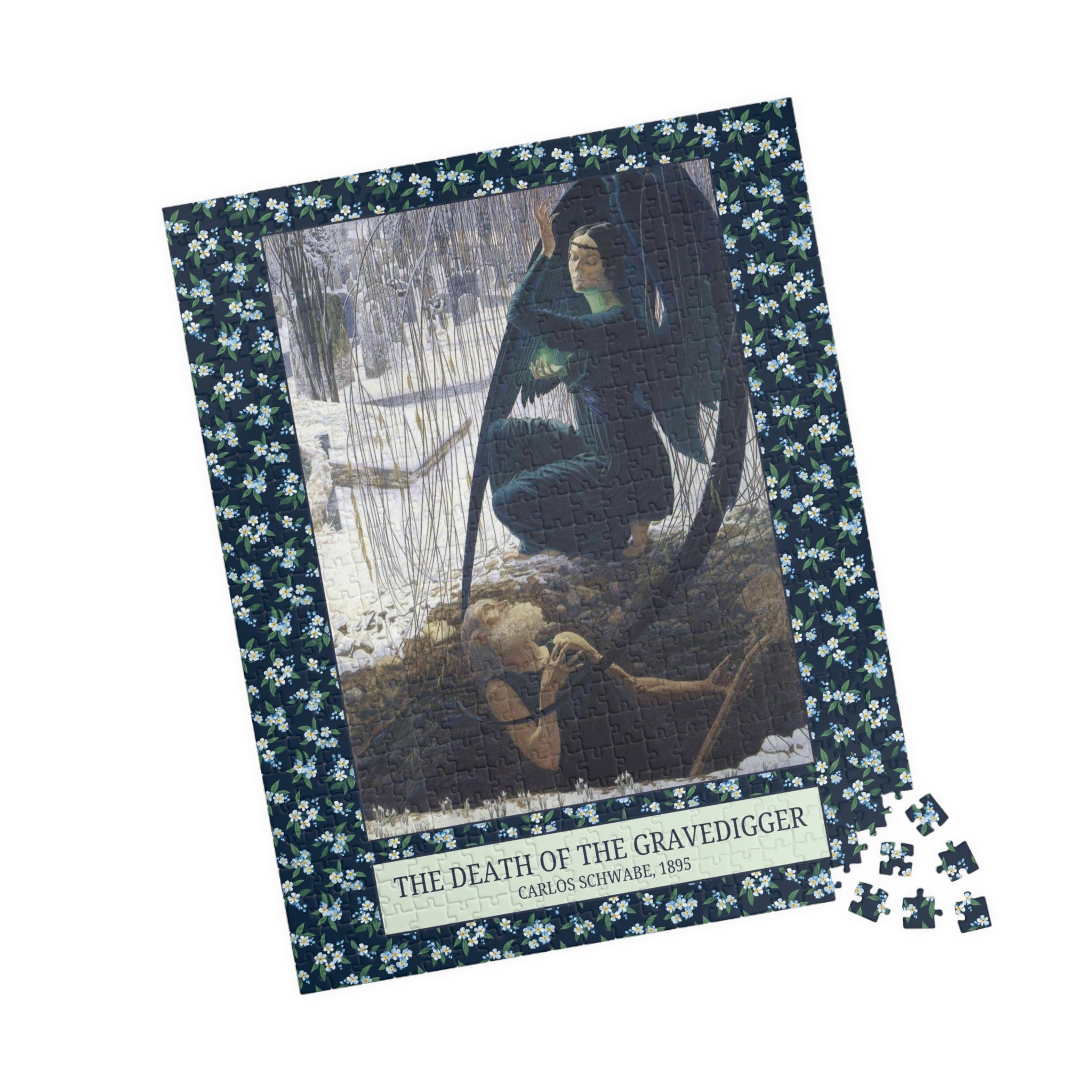 The Death of the Gravedigger by Carlos Schwabe: Spooky Art History Puzzle - Opal and June