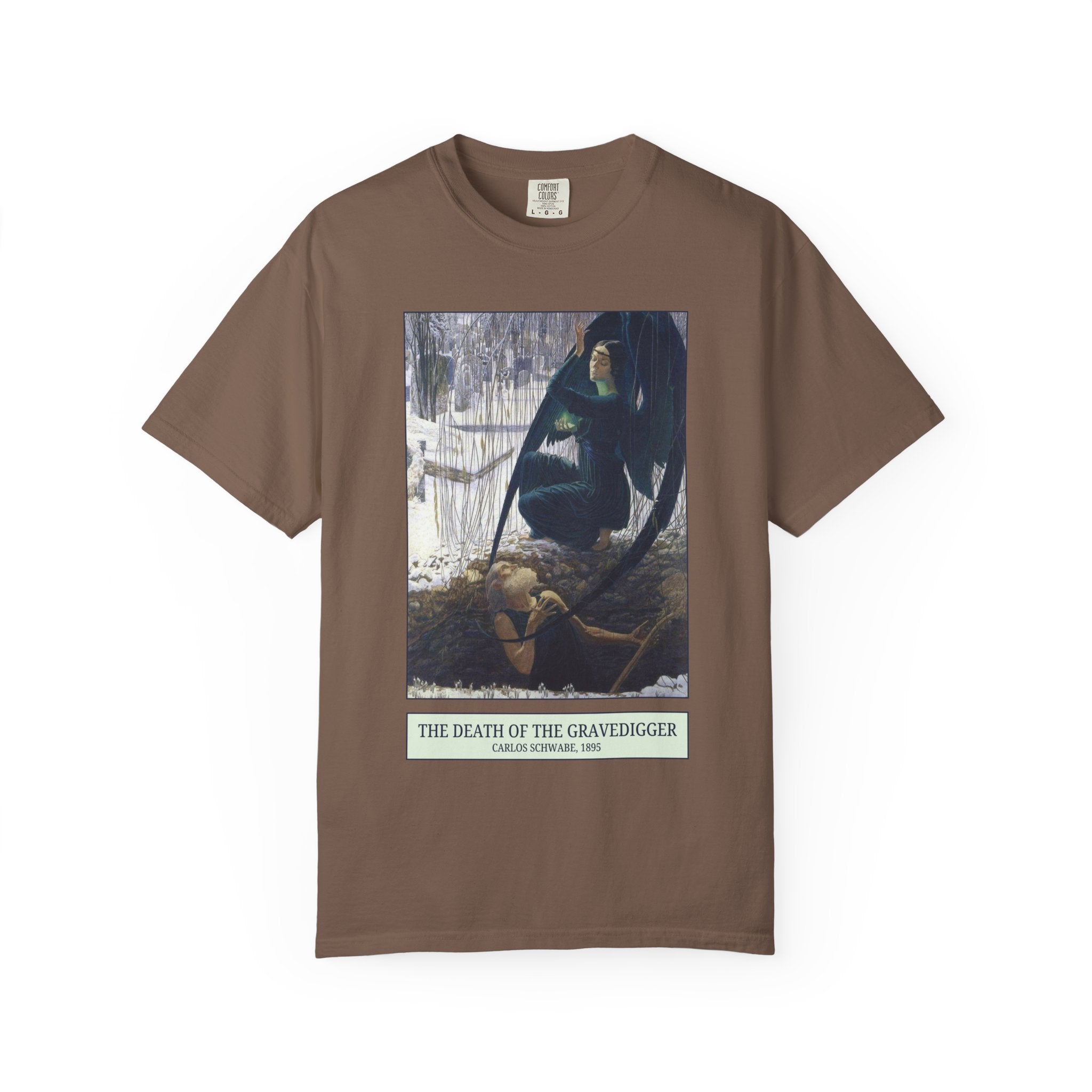 The Death of the Gravedigger by Carlos Schwabe: Spooky Art History Tee for Halloween, 19th Century Famous Painting, Symbolism Art Movement - Opal and June