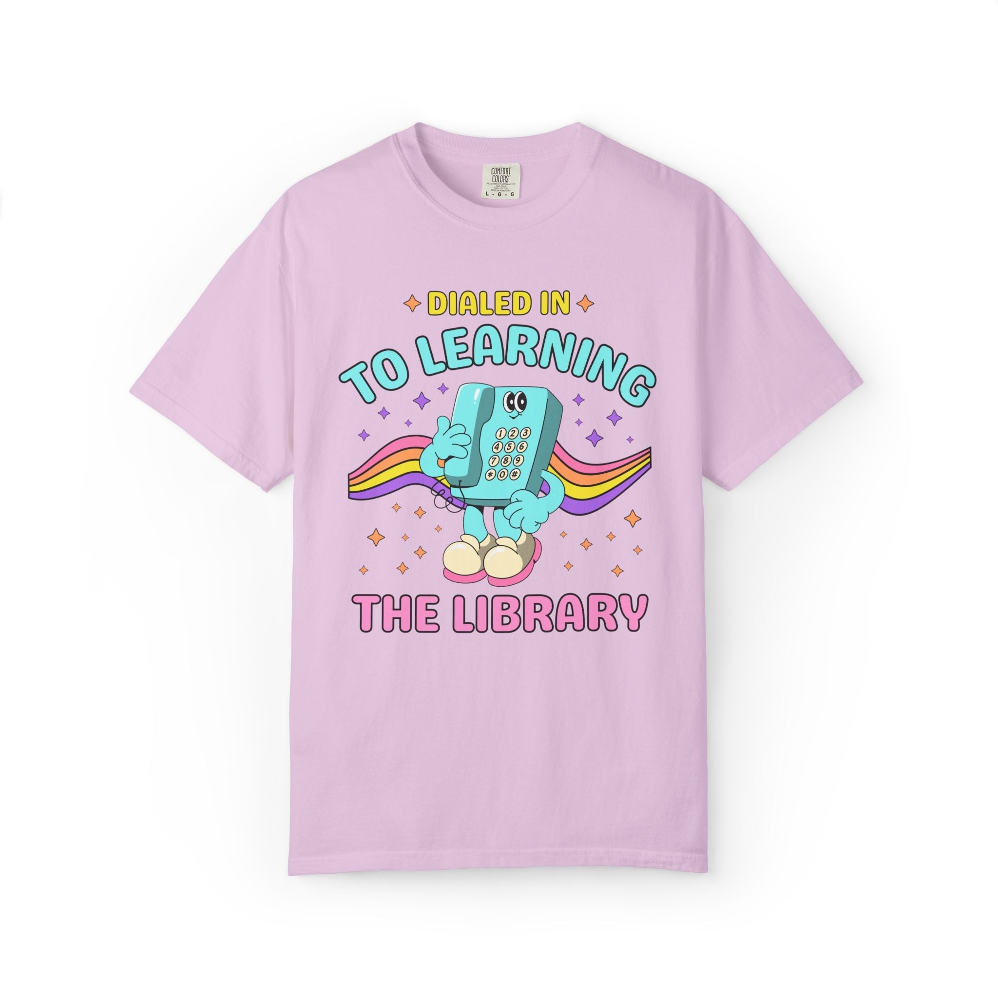 The Library Dialed Into Learning Retro School Subject T-Shirt for Teachers: Cute and Funny Matching Teacher, Back to School, Testing Day - Opal and June