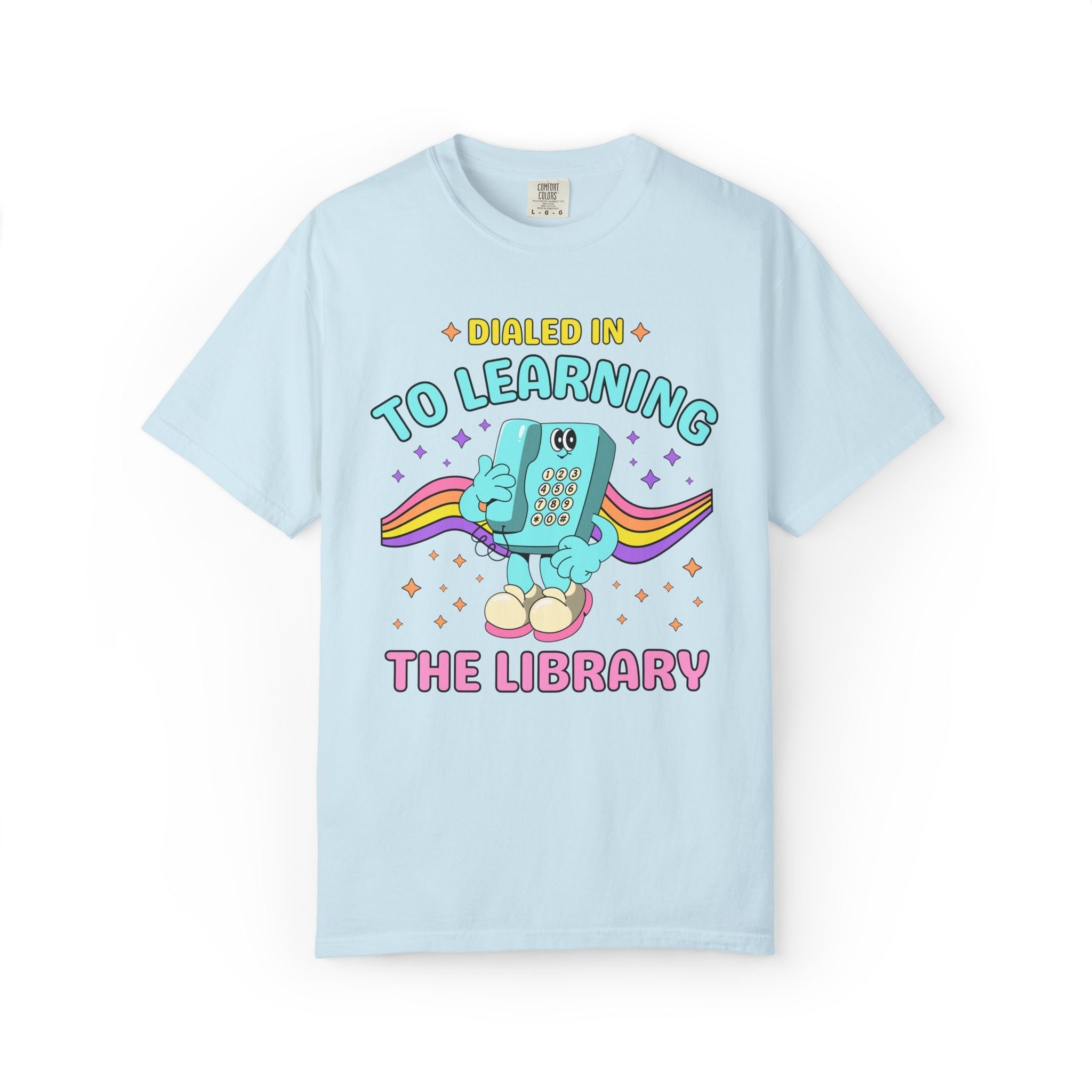 The Library Dialed Into Learning Retro School Subject T-Shirt for Teachers: Cute and Funny Matching Teacher, Back to School, Testing Day - Opal and June