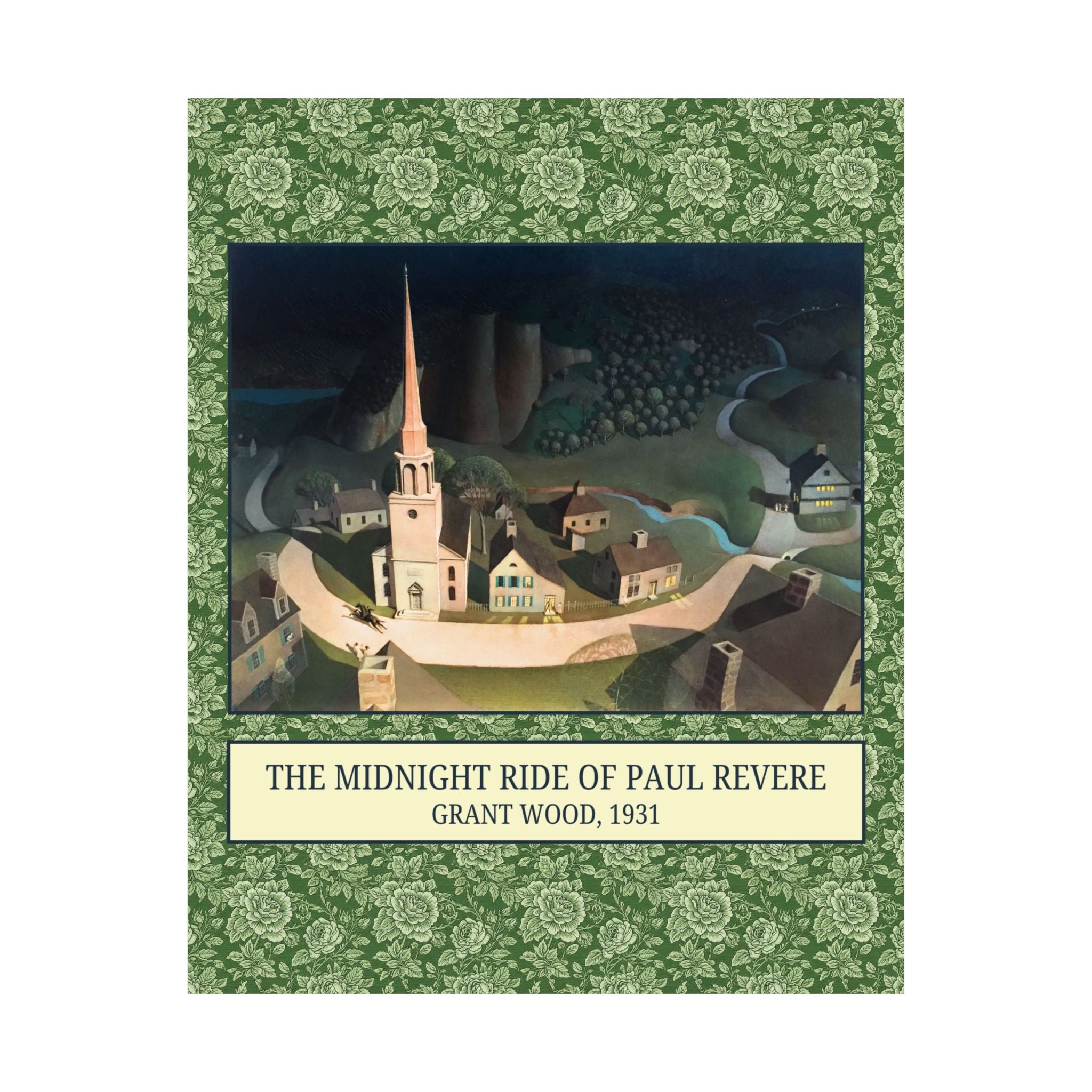 The Midnight Ride of Paul Revere by Grant Wood: Early American History Poster Print for Fourth of July, Early 1900s Art History, 18th Century US Print - Opal and June