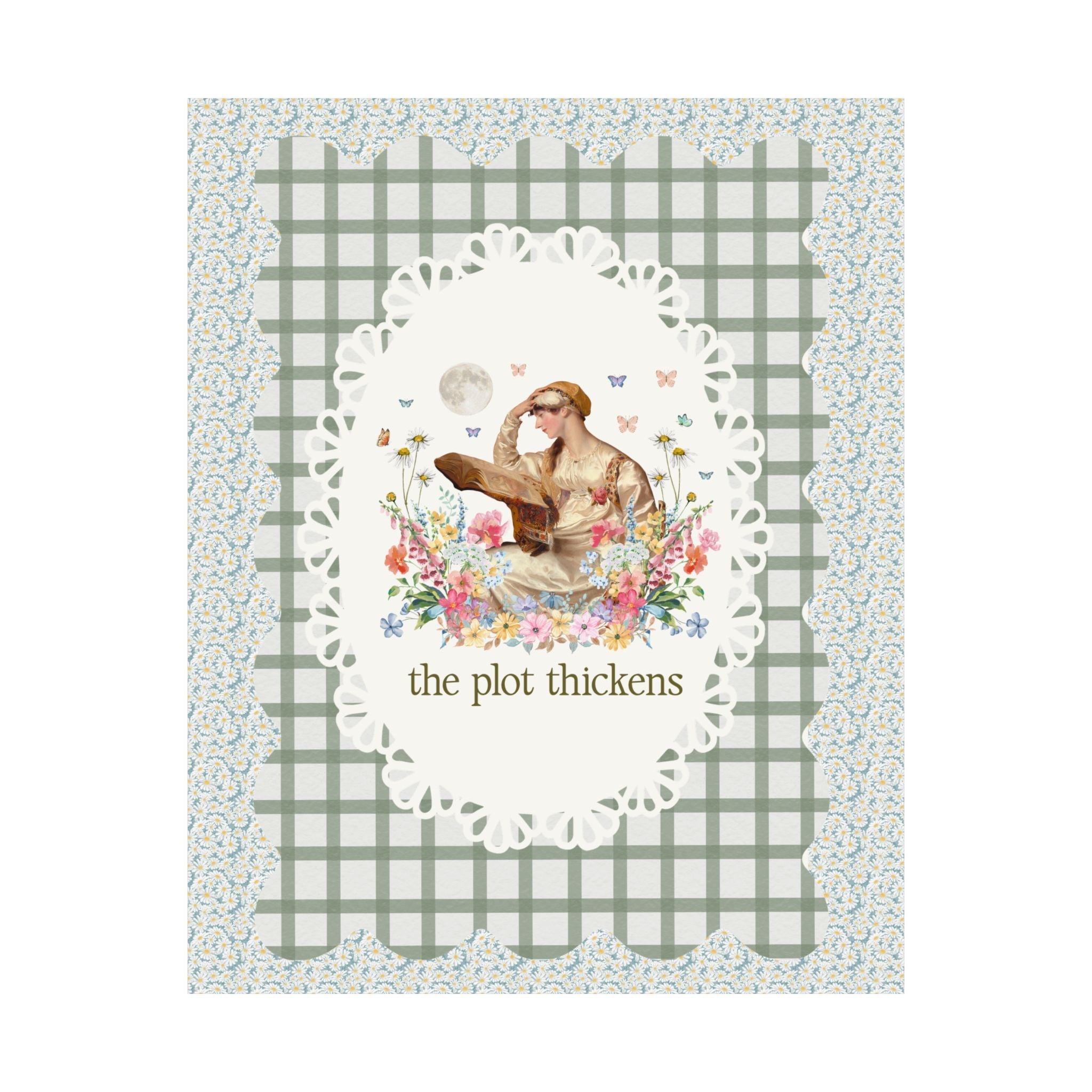 The Plot Thickens Art History Bookish Poster Print for Romance Reader or Mystery Book Lover: Colorful Maximalist Decor Shirt for Librarian - Opal and June