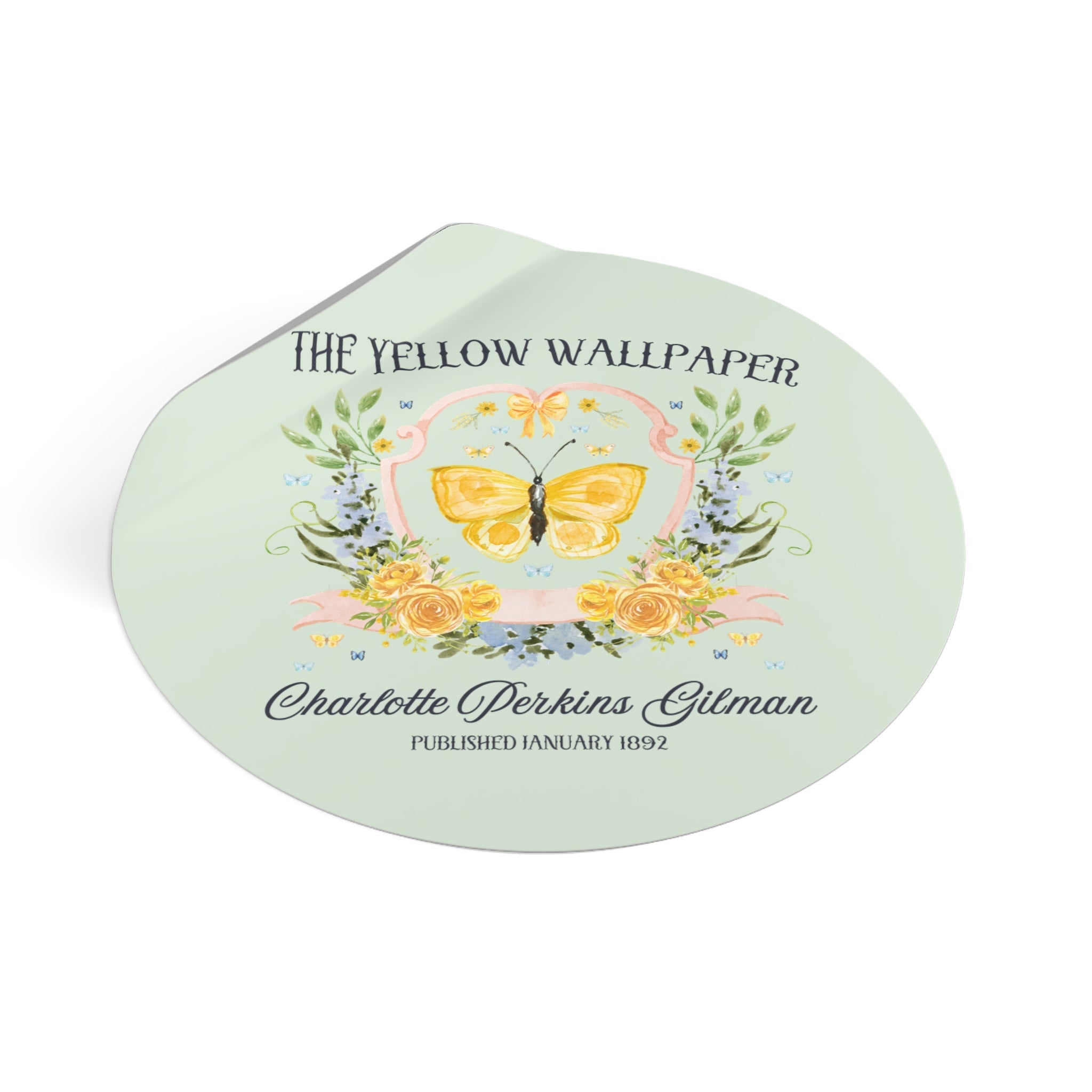 The Yellow Wallpaper by Charlotte Perkins Gilman, Feminist Bookish Sticker for American Literature Professor, 19th Century Short Stories - Opal and June