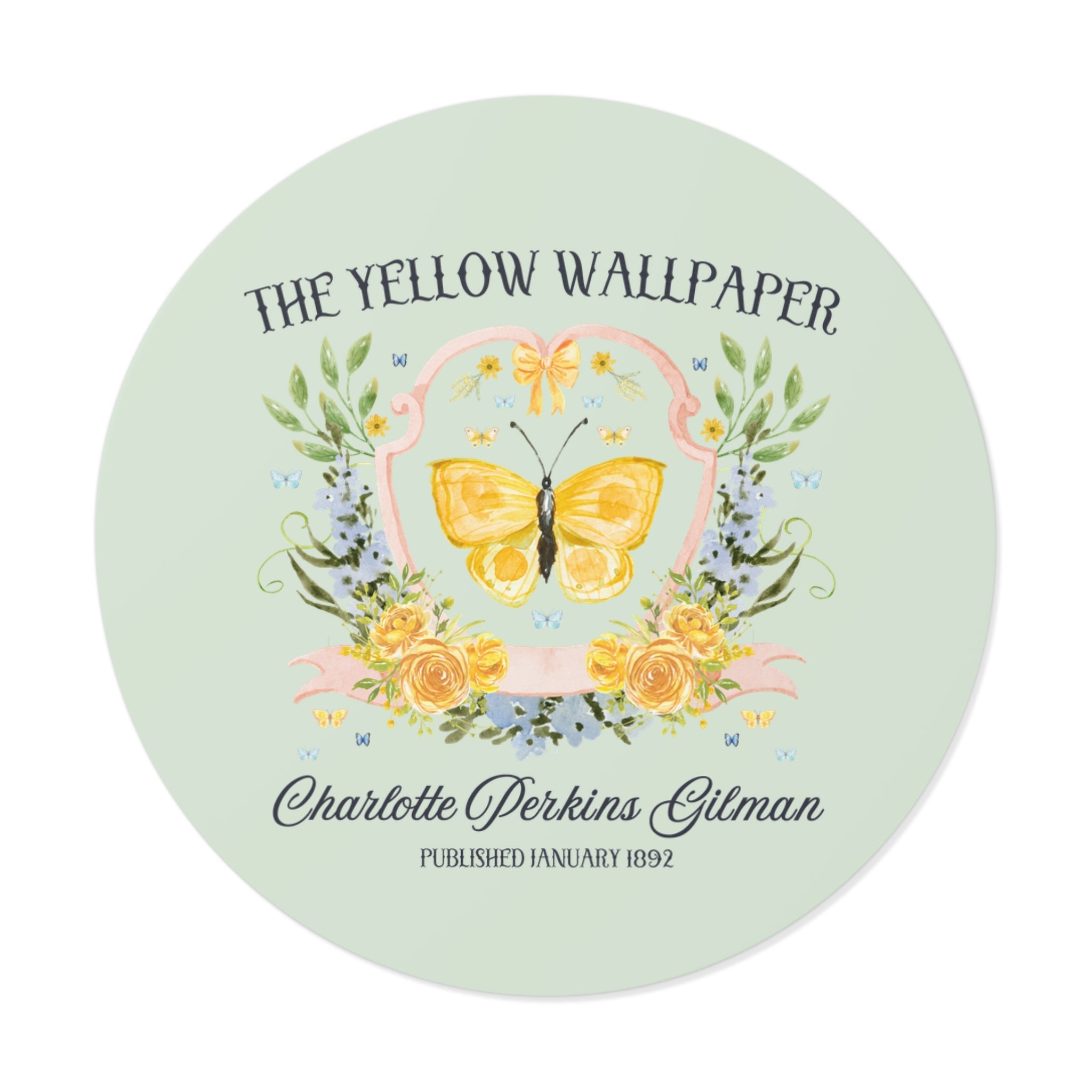 The Yellow Wallpaper by Charlotte Perkins Gilman, Feminist Bookish Sticker for American Literature Professor, 19th Century Short Stories - Opal and June