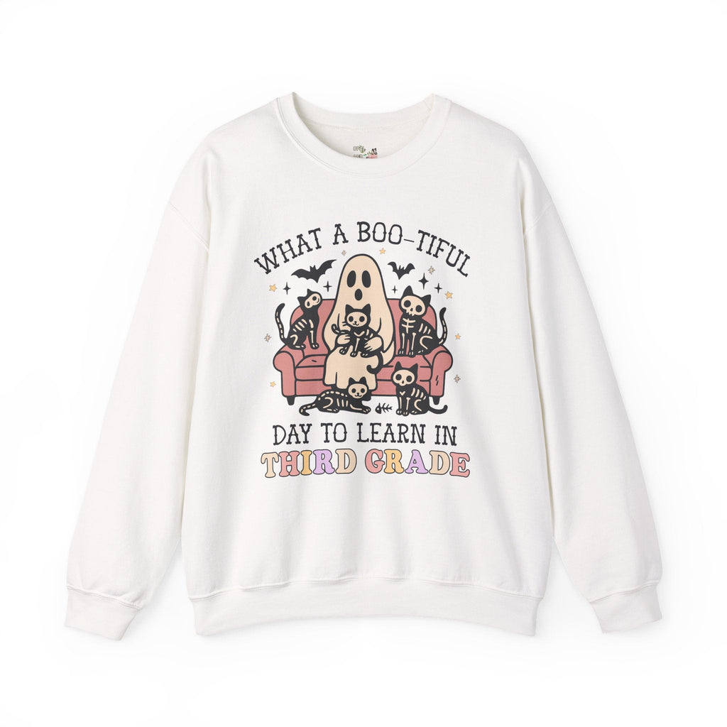 Third Grade Halloween Teacher Sweatshirt, Cute Spooky Cats, Matching Teacher Shirt for Halloween, Nostalgic Halloween Funny Saying Shirt - Opal and June