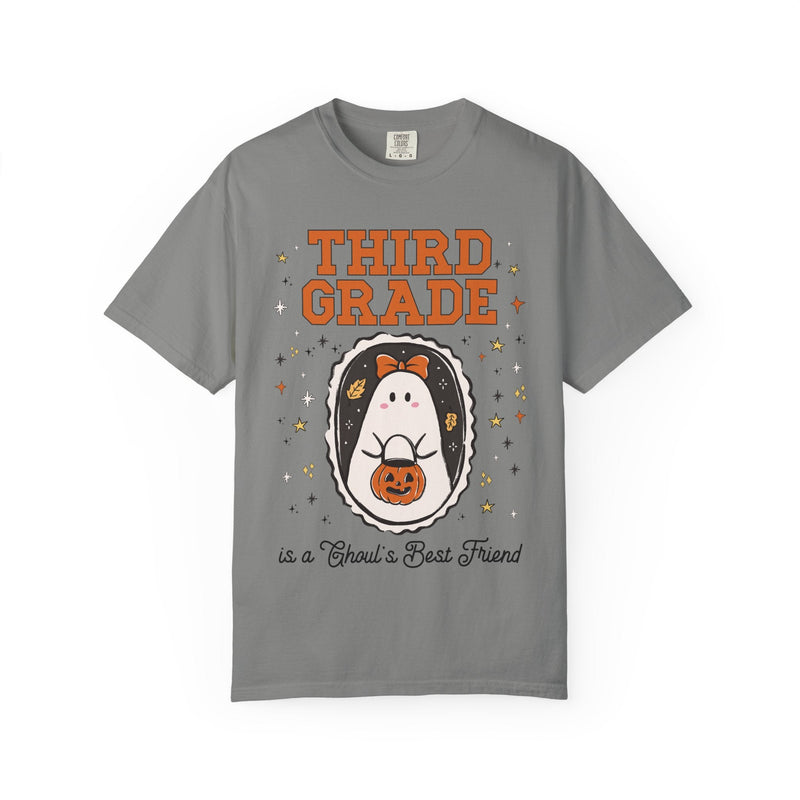 Third Grade Halloween Teacher Tee Shirt with Stars, Cute Ghost Lover Tee for Fall, Matching Third Grade Crew Halloween Tee, 90s Throwback - Opal and June