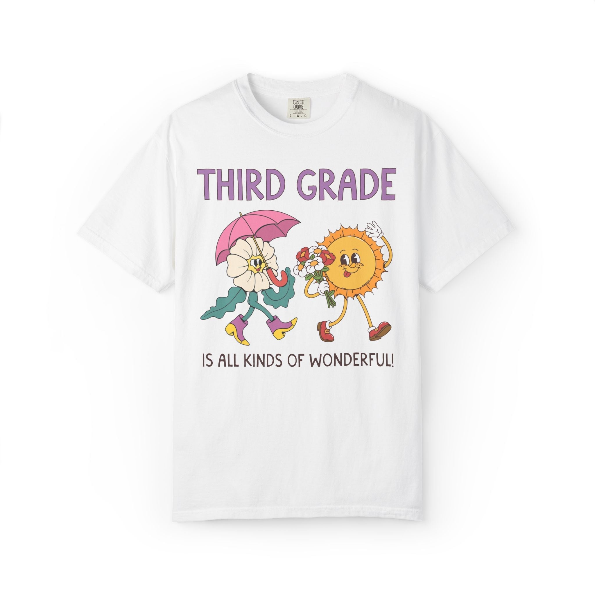Third Grade is All Kinds of Wonderful Teacher Team Tee Shirt for Back to School: Cute New School Year T-Shirt, First Year Teacher or Para - Opal and June