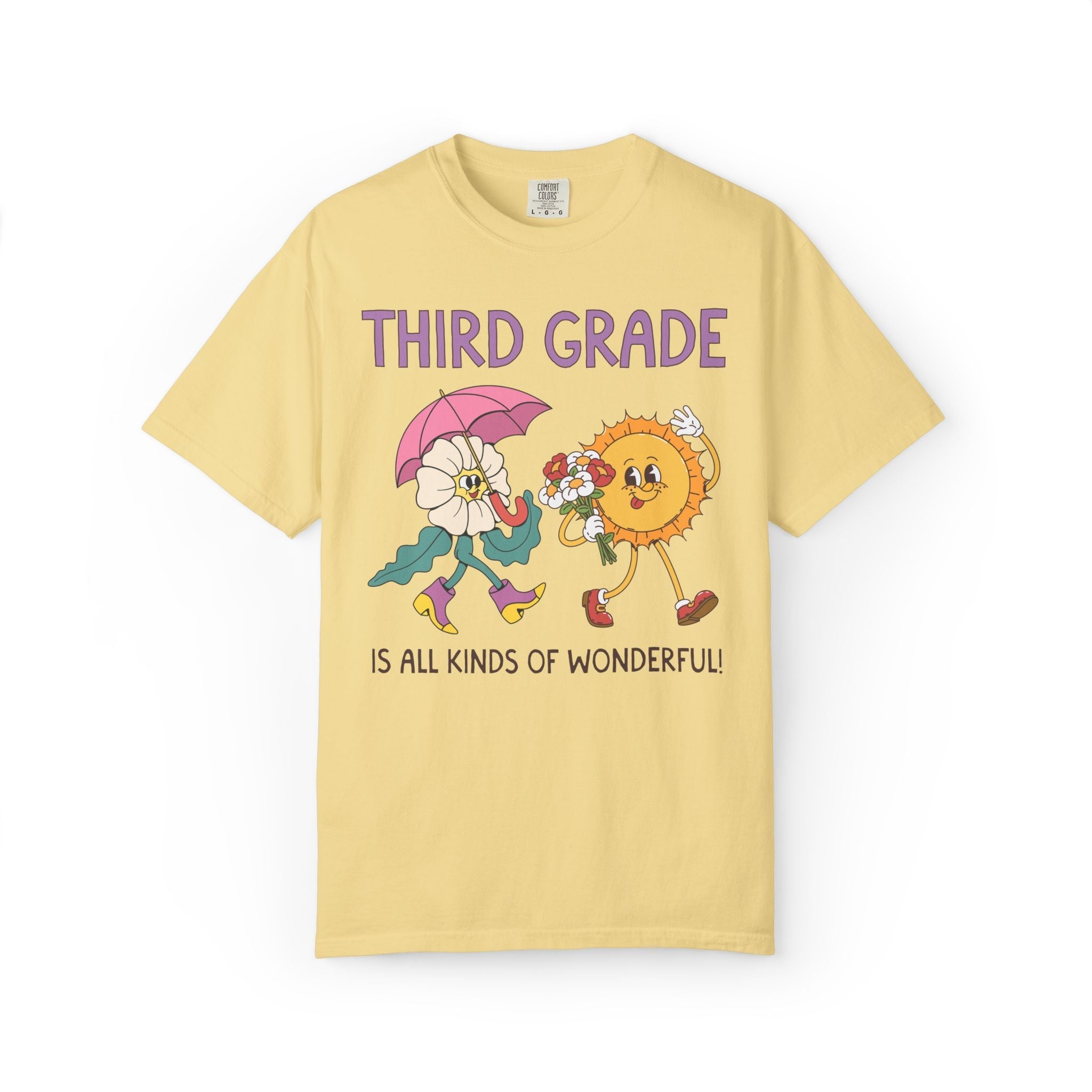 Third Grade is All Kinds of Wonderful Teacher Team Tee Shirt for Back to School: Cute New School Year T-Shirt, First Year Teacher or Para - Opal and June