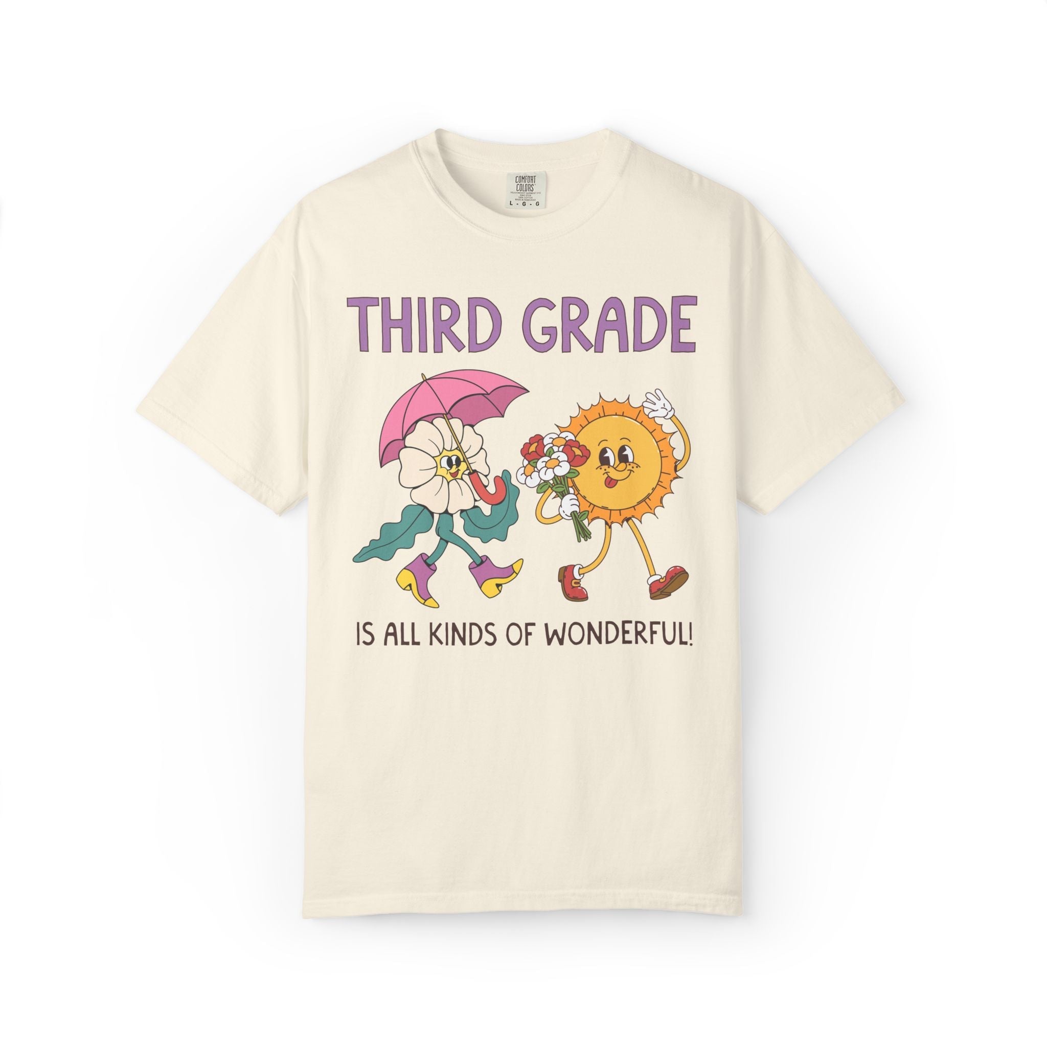 Third Grade is All Kinds of Wonderful Teacher Team Tee Shirt for Back to School: Cute New School Year T-Shirt, First Year Teacher or Para - Opal and June