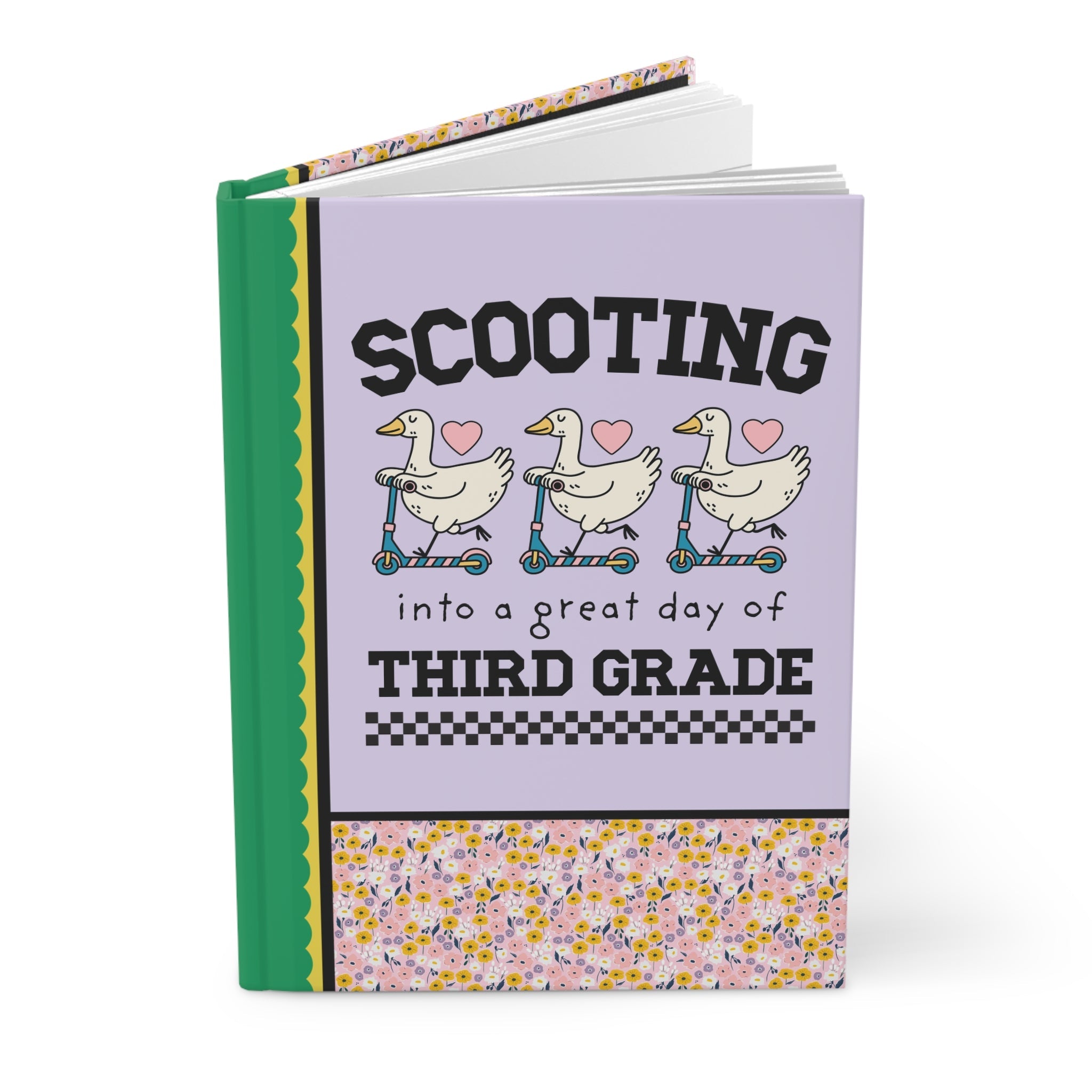 Third Grade Teacher Appreciation Gift for Teacher Who Loves Silly Geese, Funny Saying Animal Lover Notebook with Hearts, Teaching Major - Opal and June