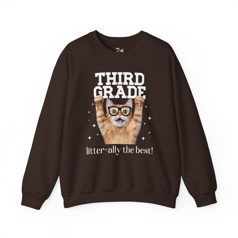 Third Grade Teacher Cat Lover Sweatshirt for Back to School, Funny Saying Cat Mom or Cat Dad Gift, First Day of School Teacher Team Shirt - Opal and June