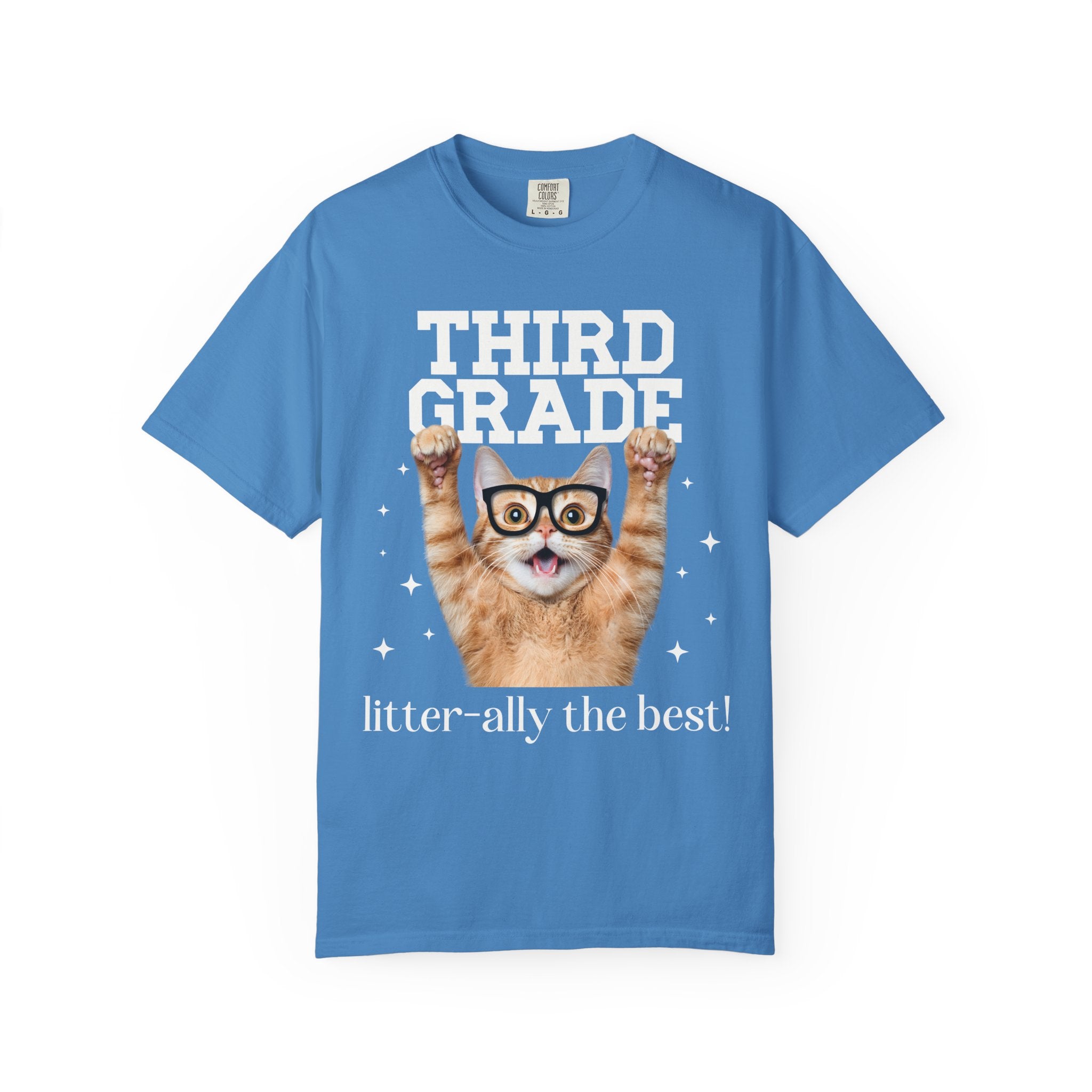 Third Grade Teacher Cat Lover Tee Shirt for Back to School, Funny Saying Cat Mom or Cat Dad Gift, First Day of School Teacher Team Shirt - Opal and June