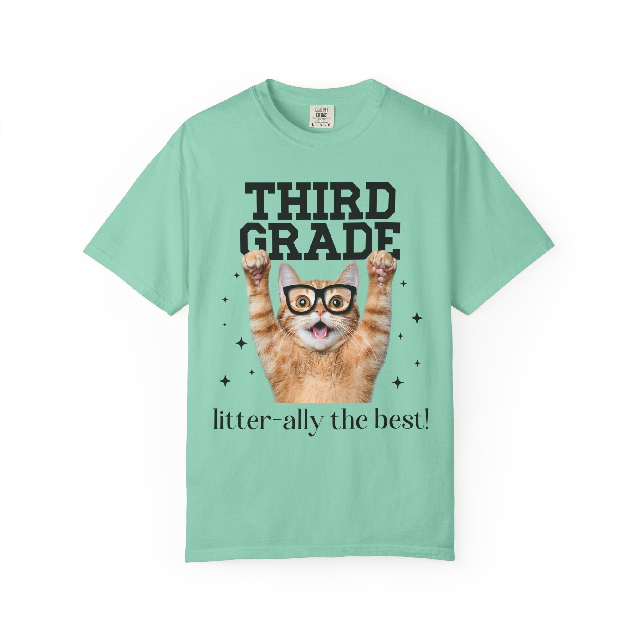 Third Grade Teacher Cat Lover Tee Shirt for Back to School, Funny Saying Cat Mom or Cat Dad Gift, First Day of School Teacher Team Shirt - Opal and June