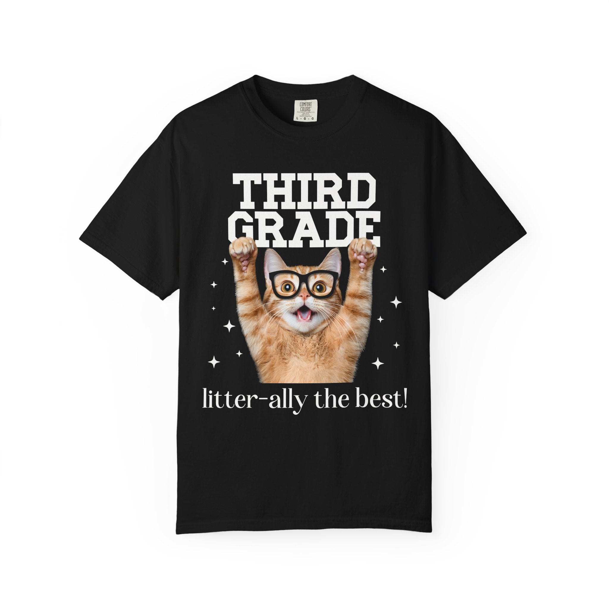 Third Grade Teacher Cat Lover Tee Shirt for Back to School, Funny Saying Cat Mom or Cat Dad Gift, First Day of School Teacher Team Shirt - Opal and June