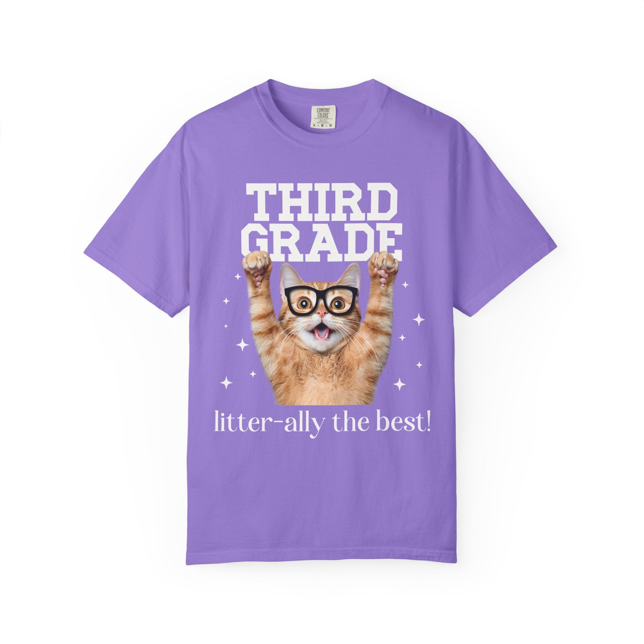 Third Grade Teacher Cat Lover Tee Shirt for Back to School, Funny Saying Cat Mom or Cat Dad Gift, First Day of School Teacher Team Shirt - Opal and June