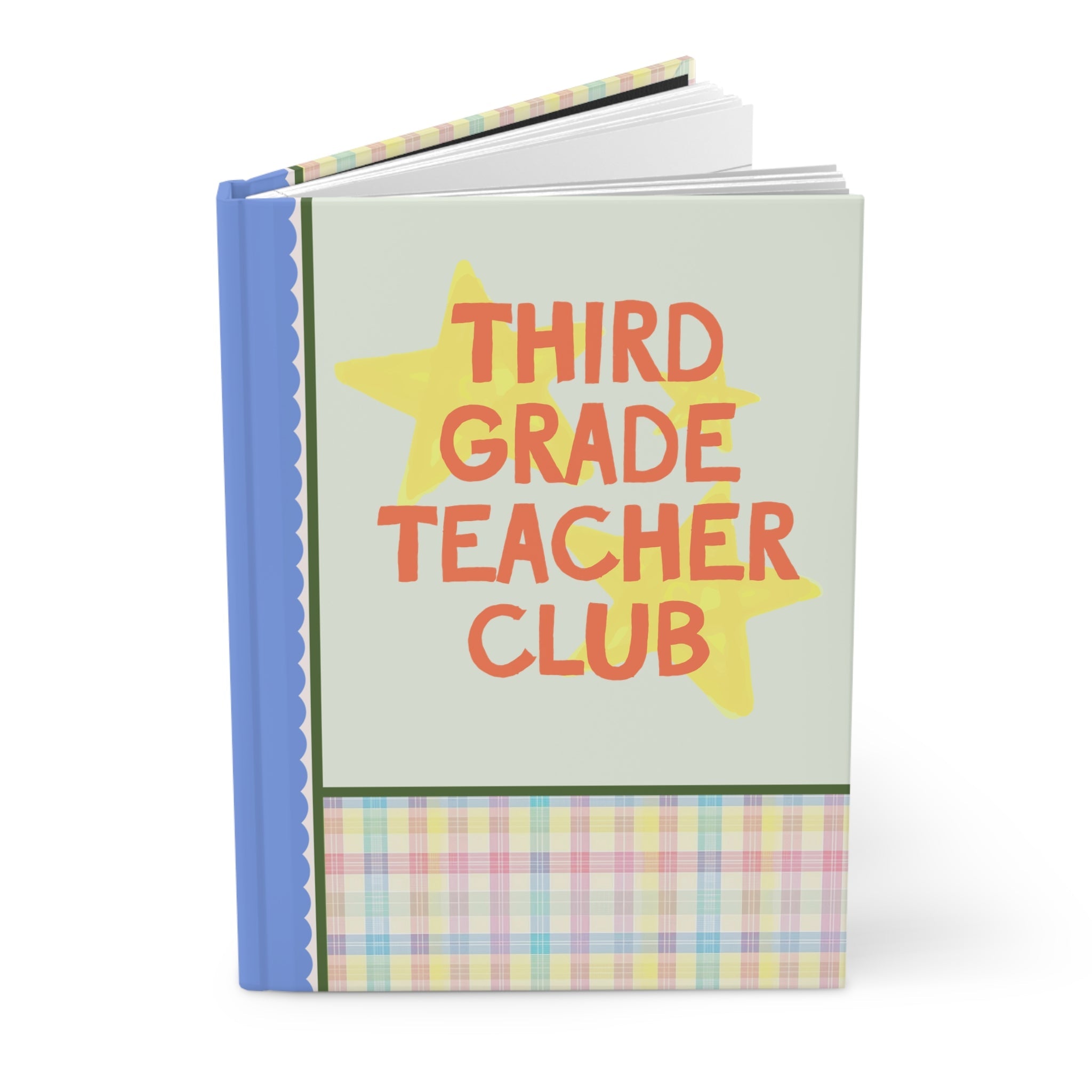 Third Grade Teacher Club Notebook for Back to School, Cute First Day of Third Grade Teacher Hardcover Journal with Stars, Cute 90s Aesthetic - Opal and June