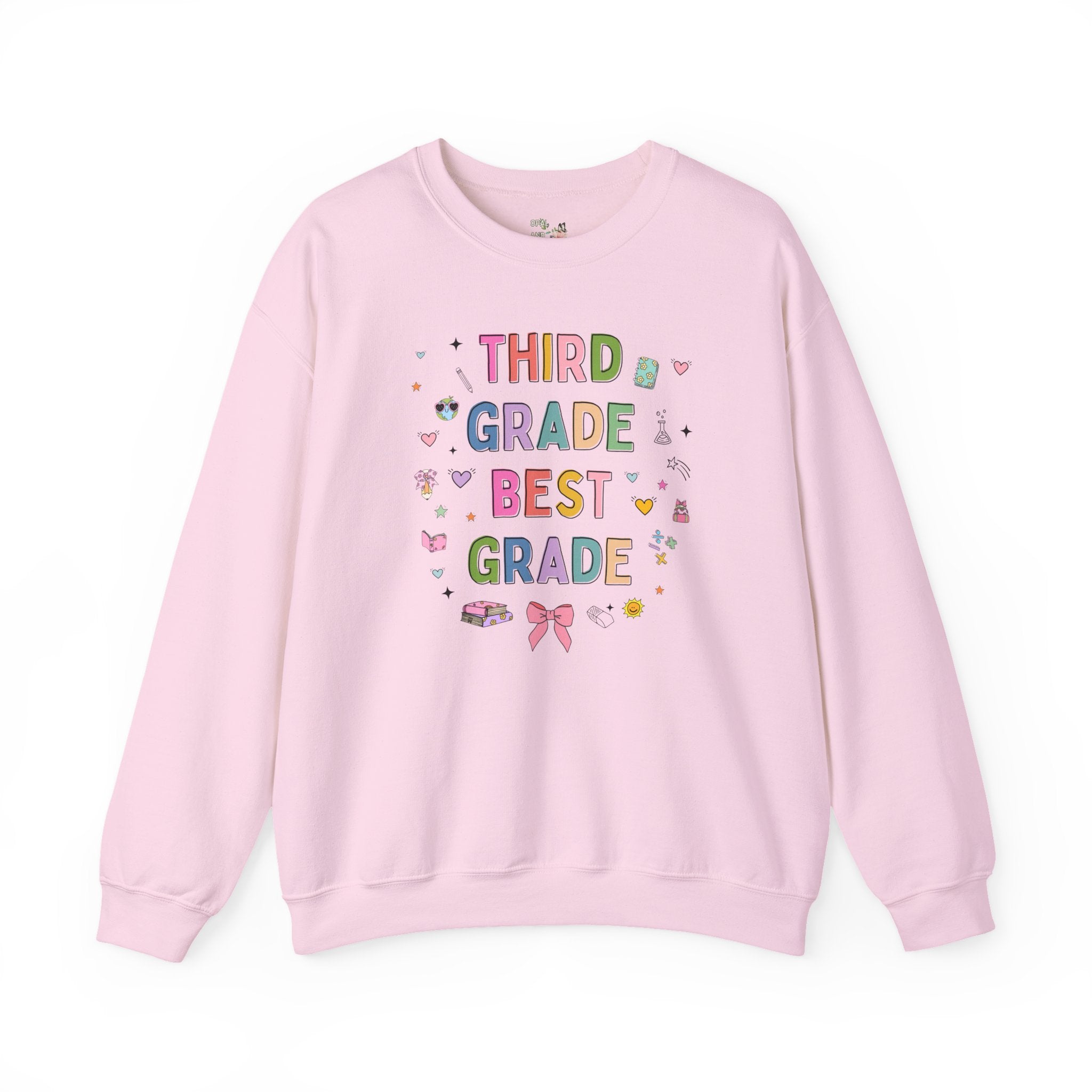Third Grade Teacher Sweatshirt, Cute 90s Aesthetic Doodles, Colorful Matching Teacher Crewneck for Third Grade Crew, New Teacher Present - Opal and June