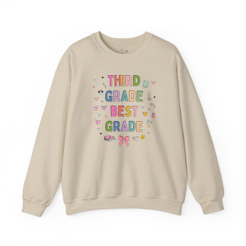Third Grade Teacher Sweatshirt, Cute 90s Aesthetic Doodles, Colorful Matching Teacher Crewneck for Third Grade Crew, New Teacher Present - Opal and June