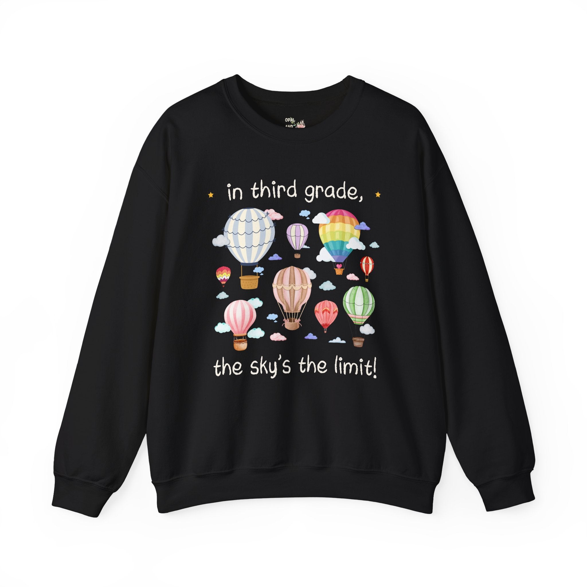 Third Grade Teacher Sweatshirt, Cute Retro Hot Air Balloons, Uplifting Colorful Maximalist Back to School Shirt, Matching Teacher Crewneck - Opal and June