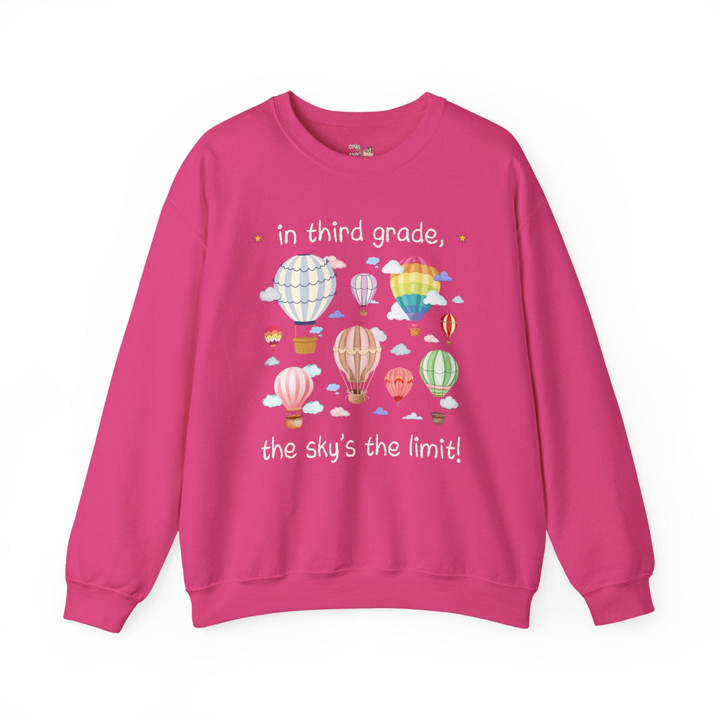 Third Grade Teacher Sweatshirt, Cute Retro Hot Air Balloons, Uplifting Colorful Maximalist Back to School Shirt, Matching Teacher Crewneck - Opal and June